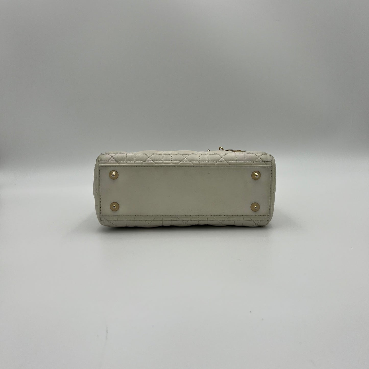 Christian Dior White Lambskin Cannage Small Lady Dior