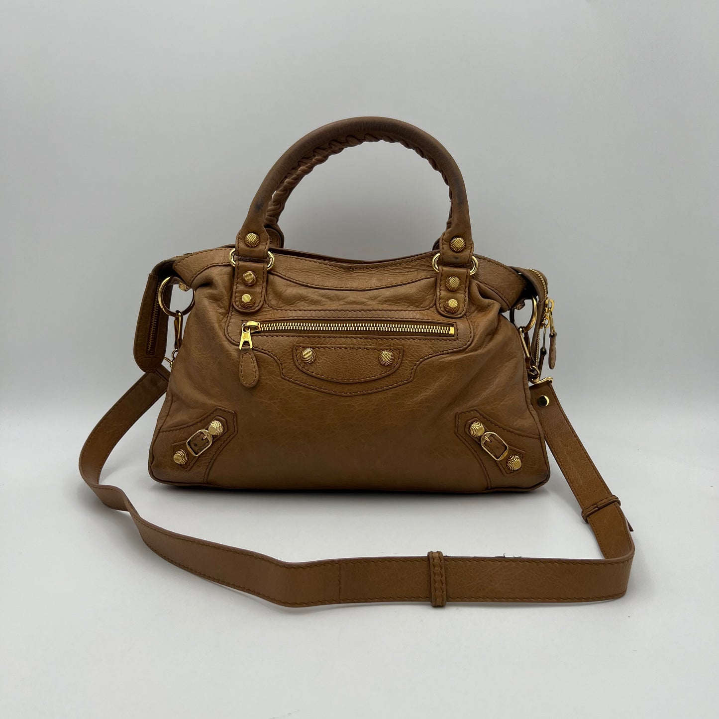 Balenciaga Tan Brown Leather Giant 12 Town Bag GHW