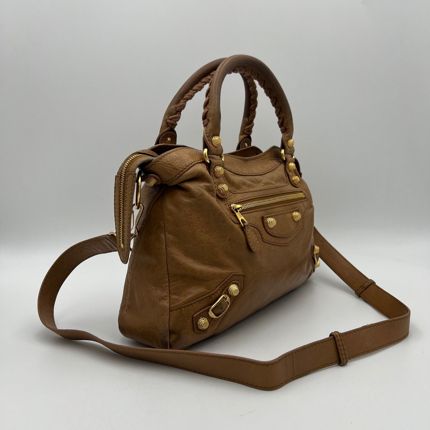Balenciaga Tan Brown Leather Giant 12 Town Bag GHW