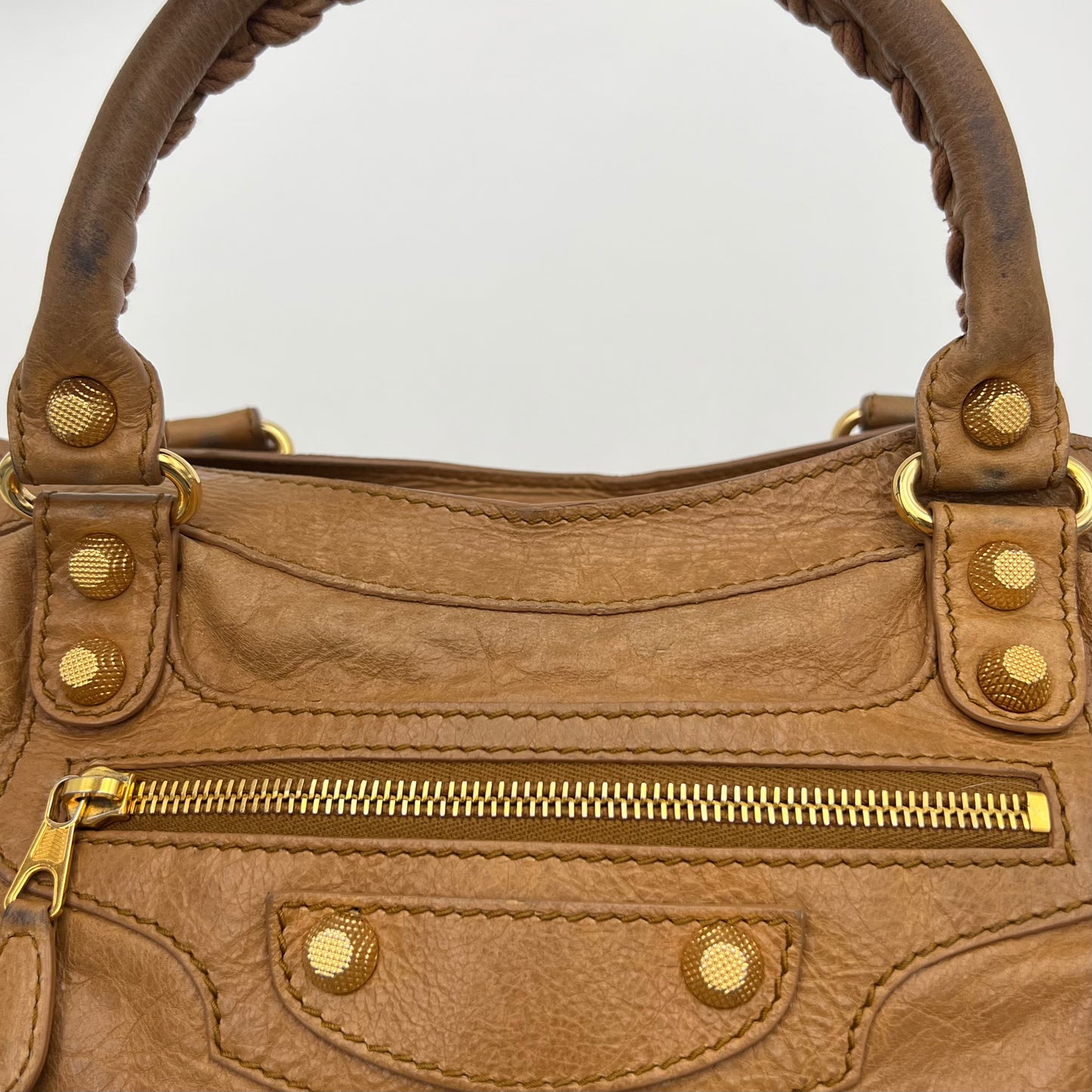 Balenciaga Tan Brown Leather Giant 12 Town Bag GHW