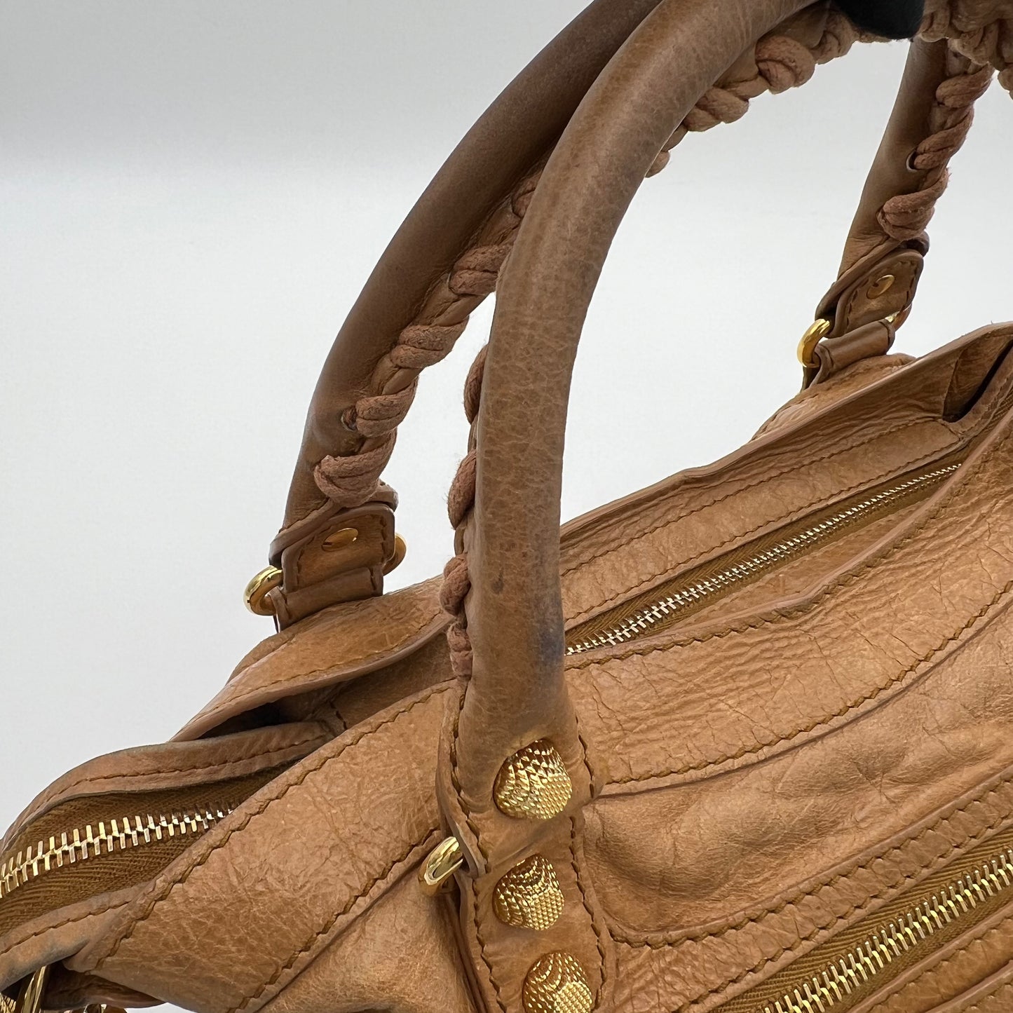 Balenciaga Tan Brown Leather Giant 12 Town Bag GHW