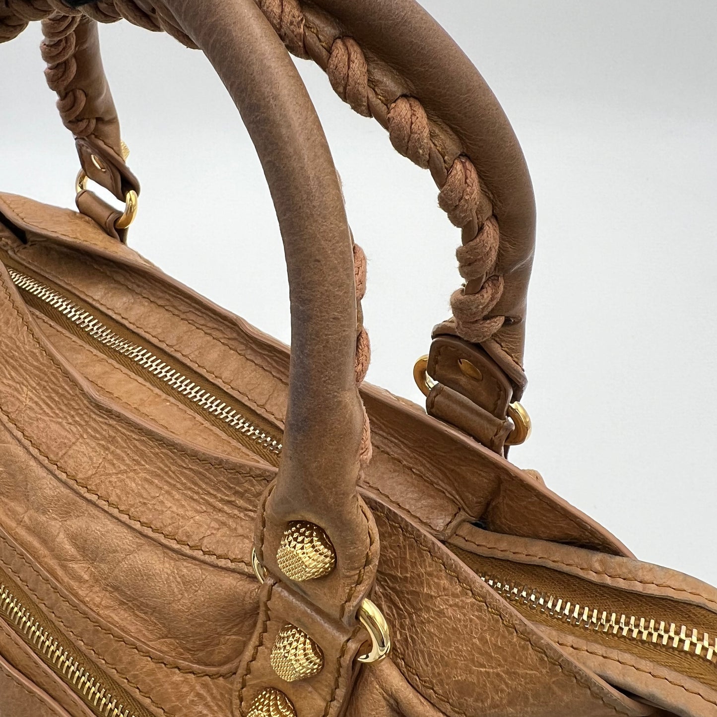 Balenciaga Tan Brown Leather Giant 12 Town Bag GHW
