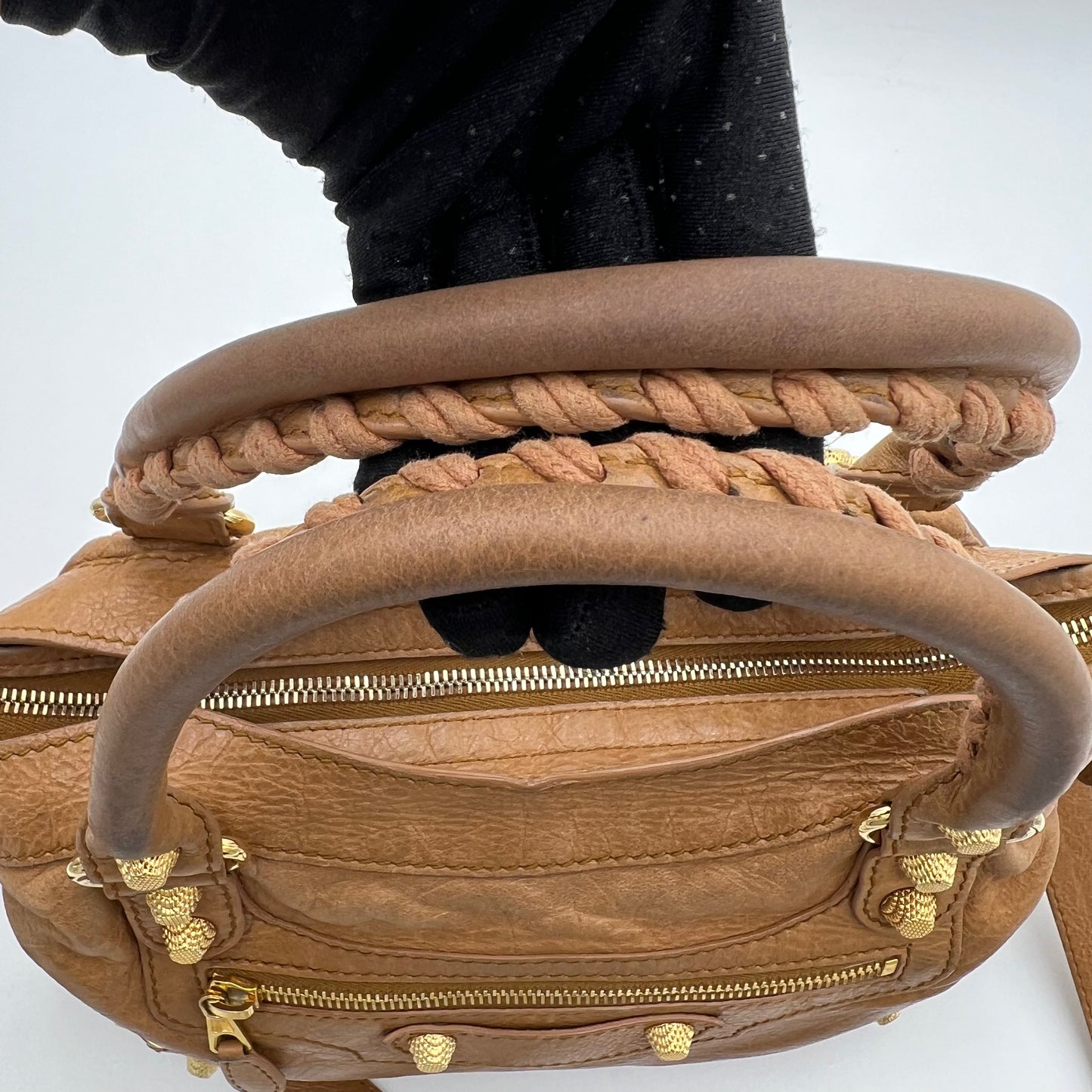Balenciaga Tan Brown Leather Giant 12 Town Bag GHW
