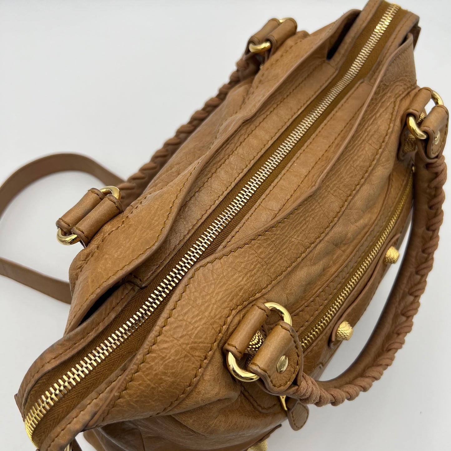 Balenciaga Tan Brown Leather Giant 12 Town Bag GHW