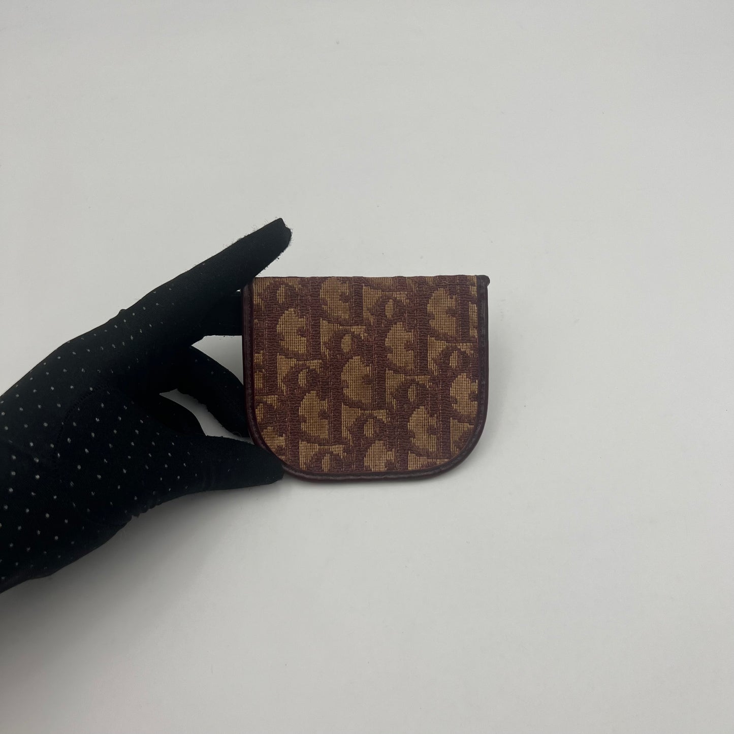 Christian Dior Burgundy Monogram Flap Coin Purse