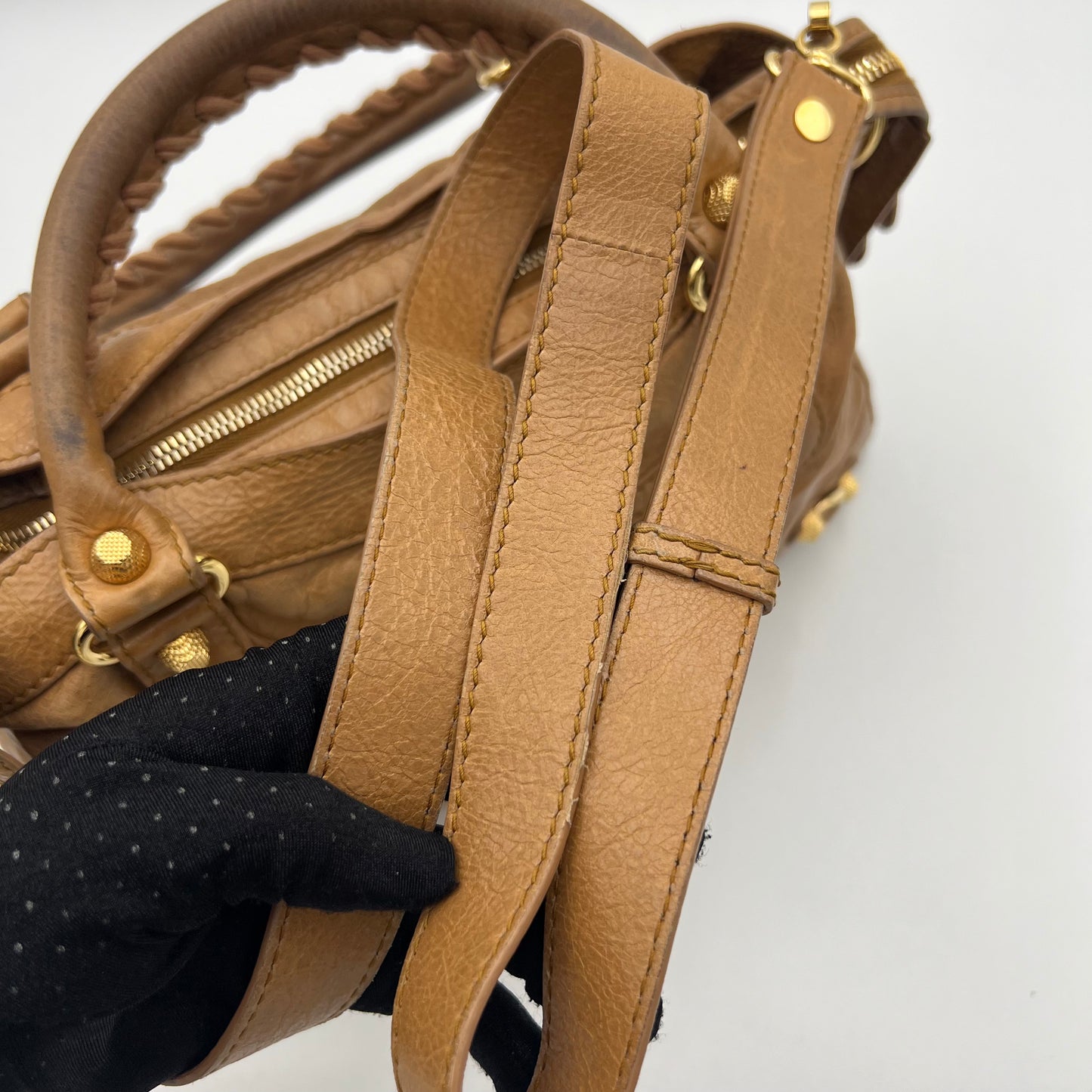 Balenciaga Tan Brown Leather Giant 12 Town Bag GHW