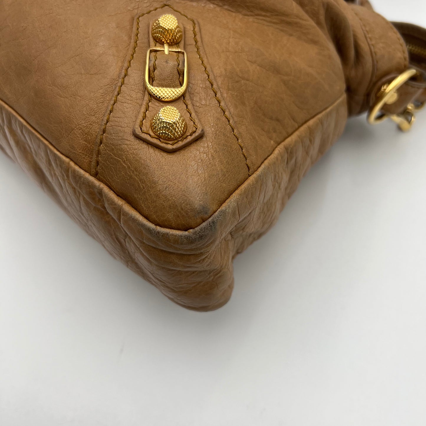 Balenciaga Tan Brown Leather Giant 12 Town Bag GHW