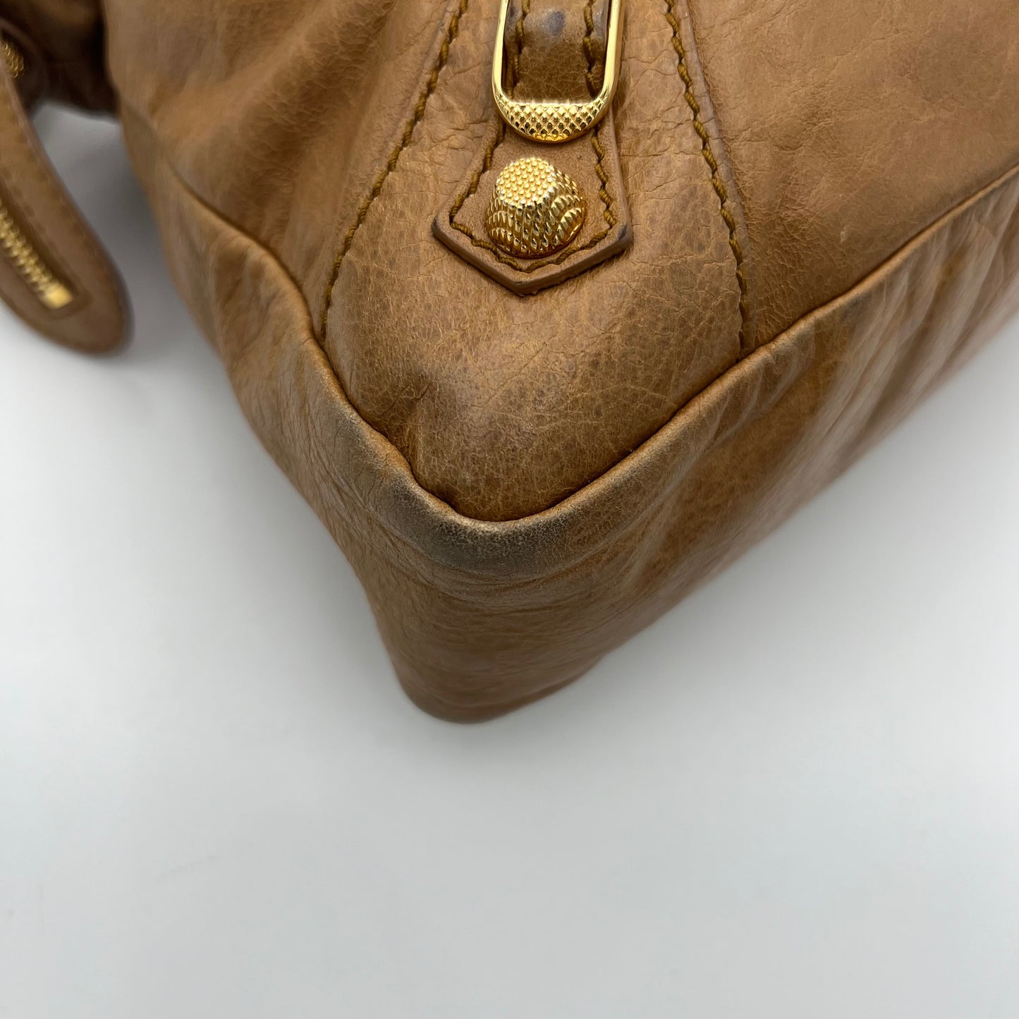 Balenciaga Tan Brown Leather Giant 12 Town Bag GHW