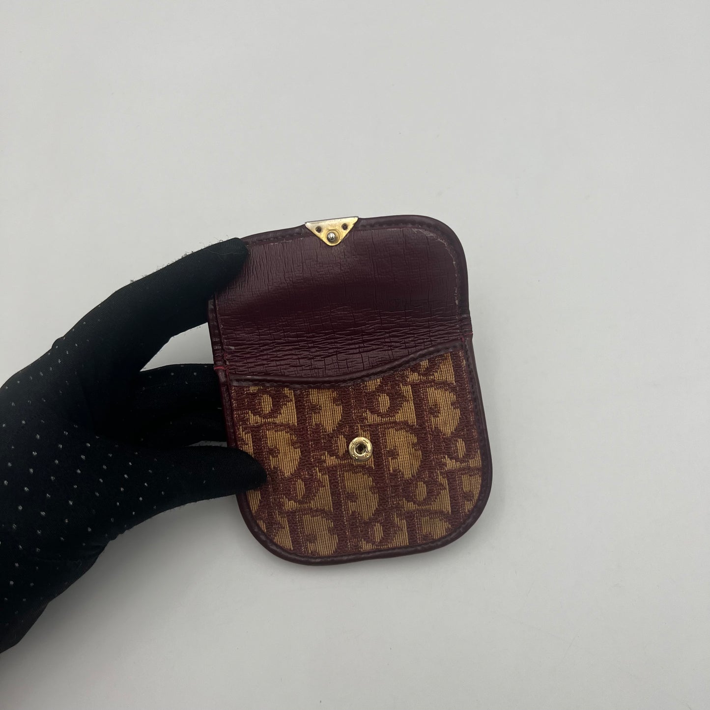 Christian Dior Burgundy Monogram Flap Coin Purse