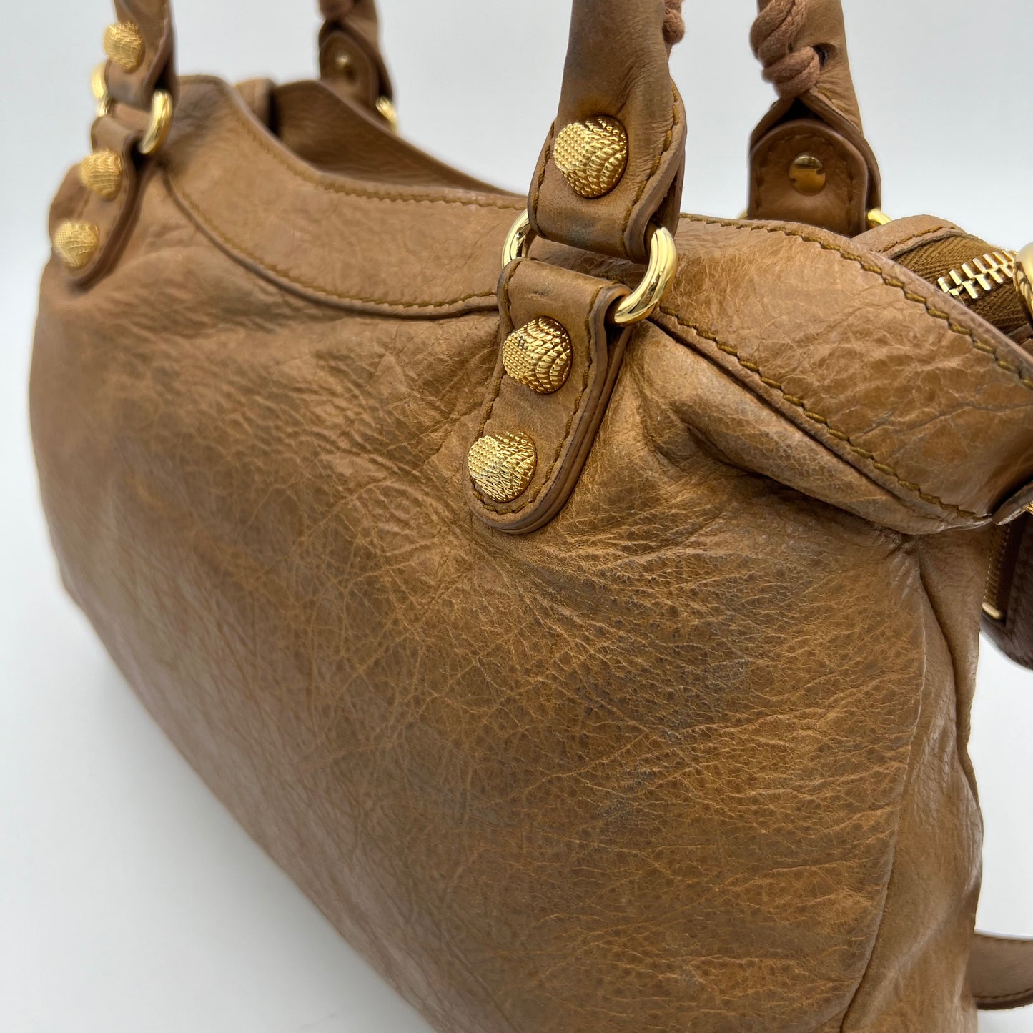 Balenciaga Tan Brown Leather Giant 12 Town Bag GHW