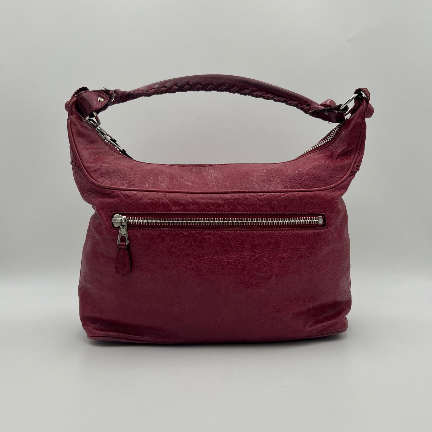 Balenciaga Burgundy Leather Giant Brogues Hardwares Day Hobo Bag