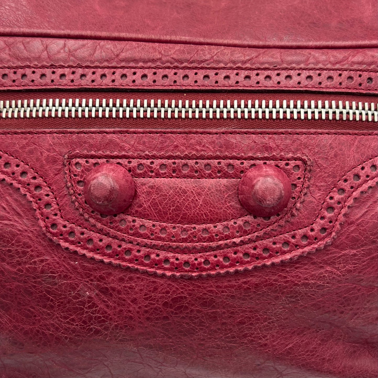 Balenciaga Burgundy Leather Giant Brogues Hardwares Day Hobo Bag