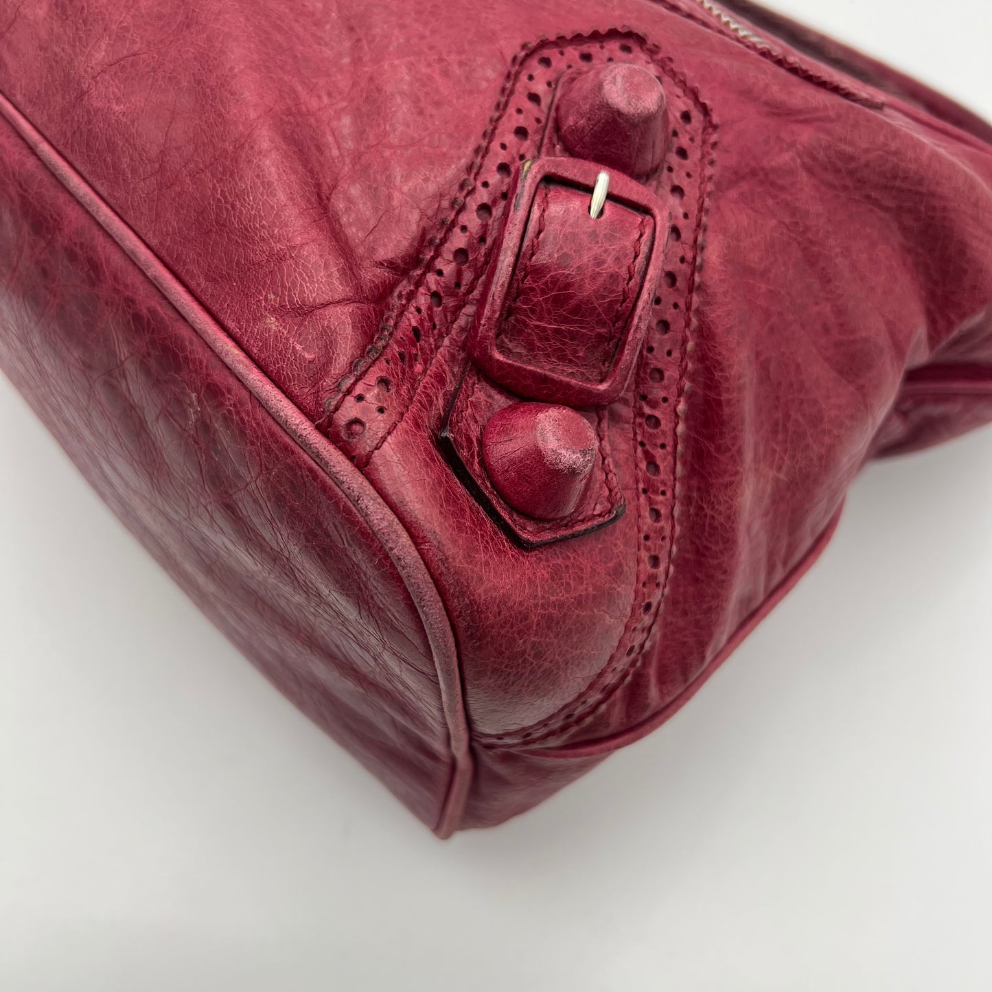 Balenciaga Burgundy Leather Giant Brogues Hardwares Day Hobo Bag