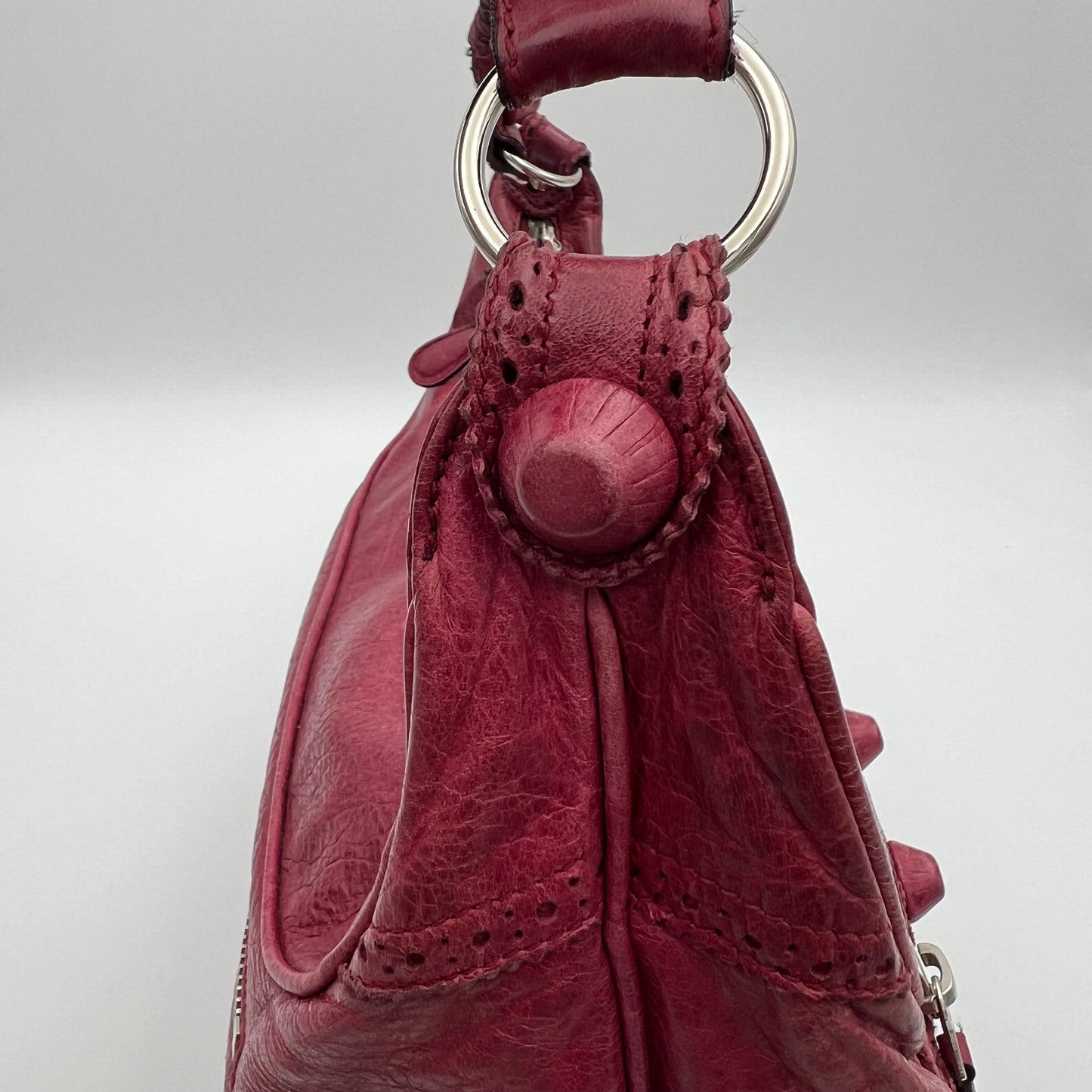 Balenciaga Burgundy Leather Giant Brogues Hardwares Day Hobo Bag