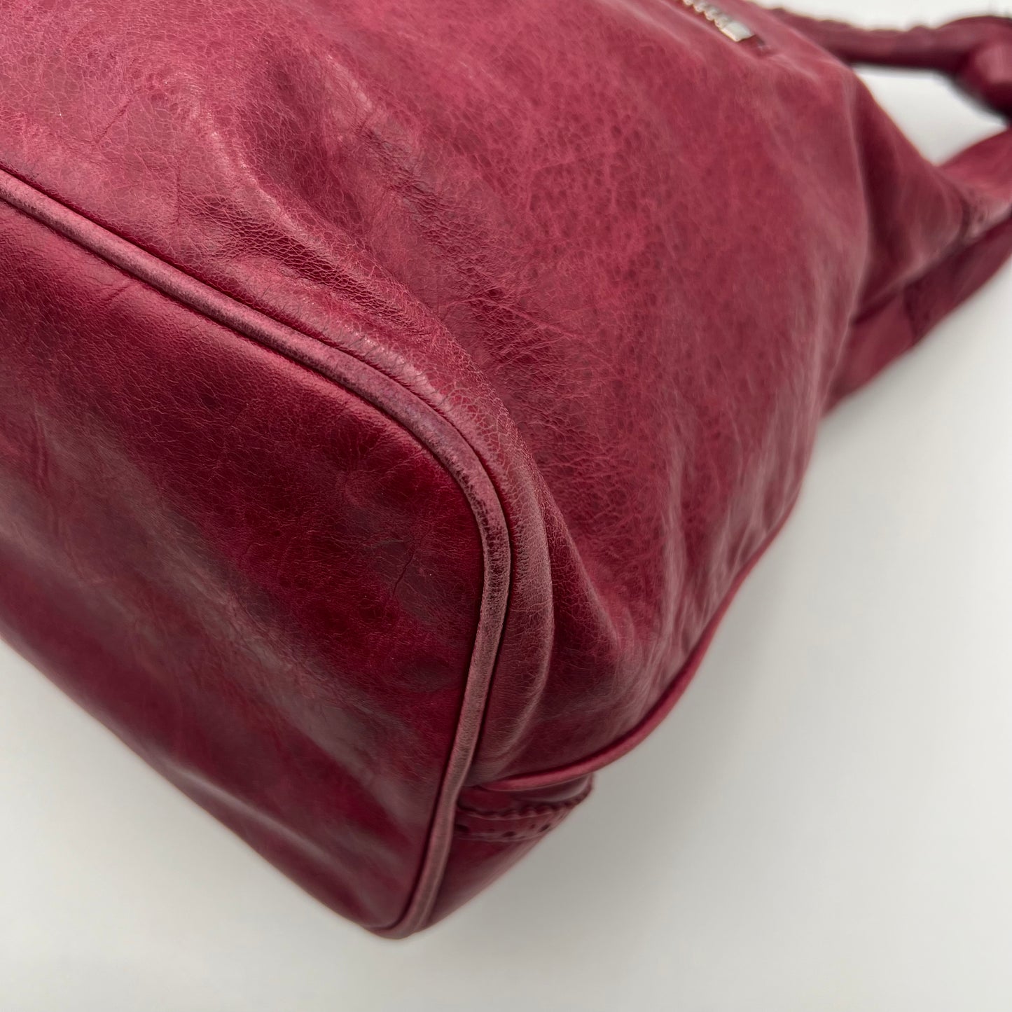 Balenciaga Burgundy Leather Giant Brogues Hardwares Day Hobo Bag