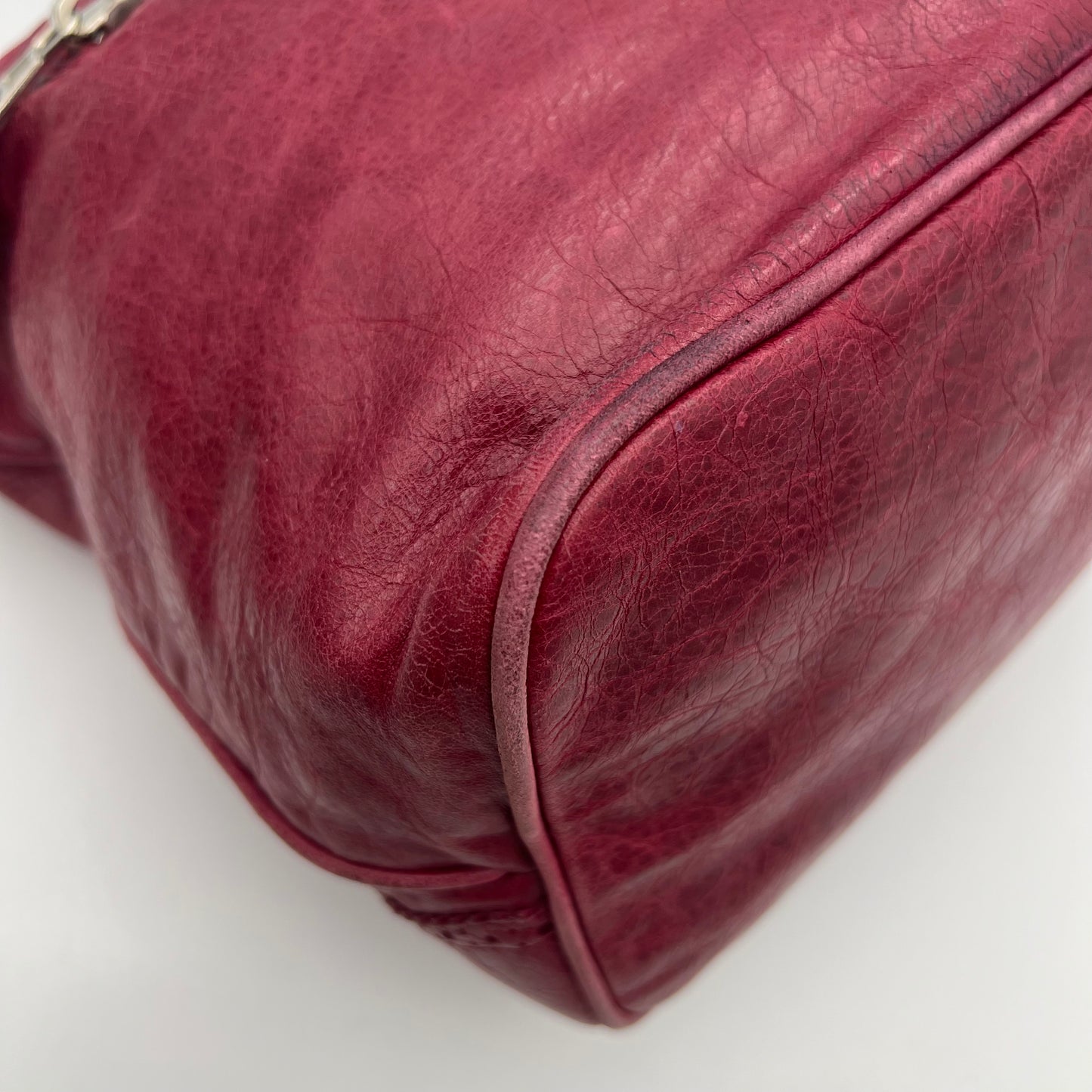 Balenciaga Burgundy Leather Giant Brogues Hardwares Day Hobo Bag