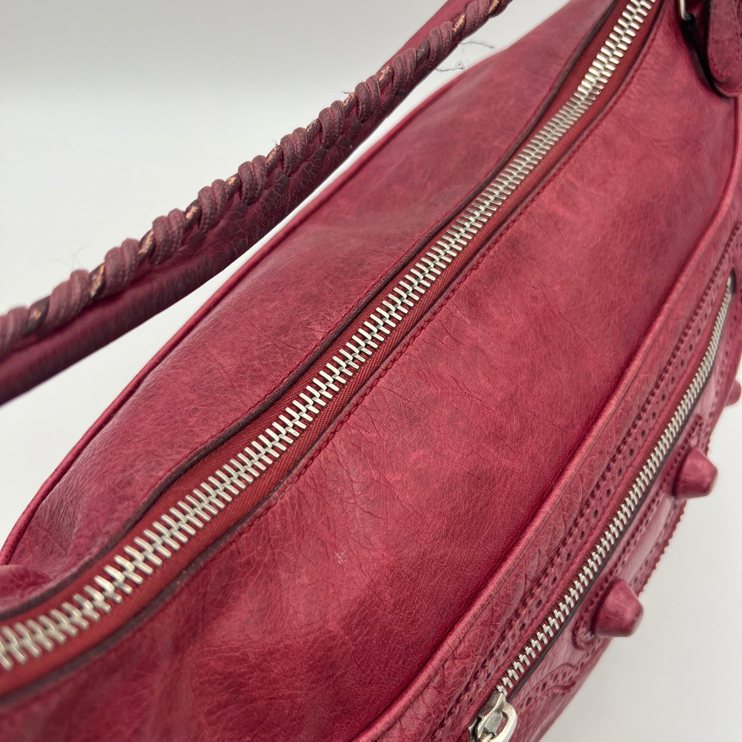 Balenciaga Burgundy Leather Giant Brogues Hardwares Day Hobo Bag