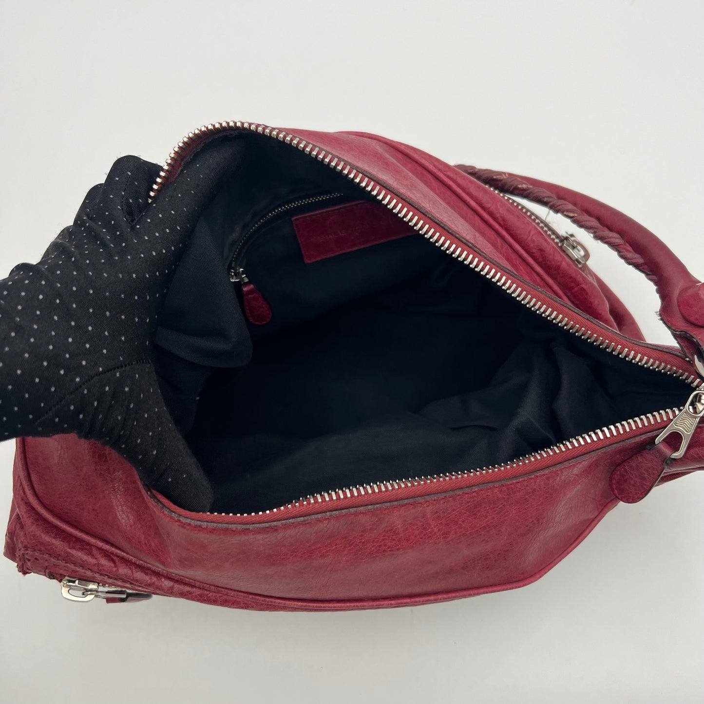 Balenciaga Burgundy Leather Giant Brogues Hardwares Day Hobo Bag