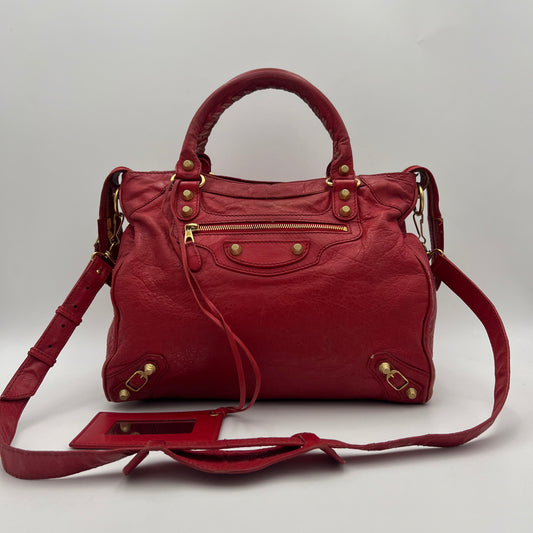 Balenciaga Red Leather Giant 12 Velo Bag GHW