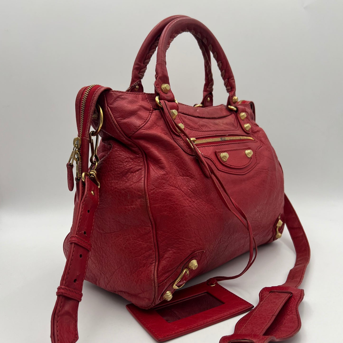 Balenciaga Red Leather Giant 12 Velo Bag GHW