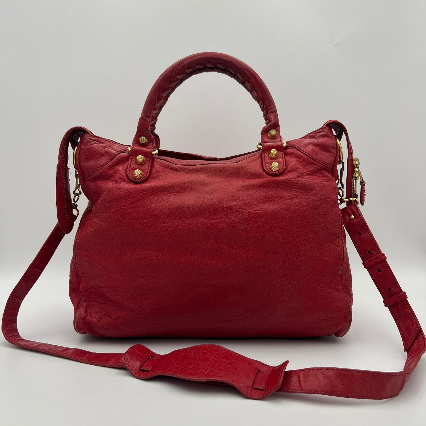 Balenciaga Red Leather Giant 12 Velo Bag GHW