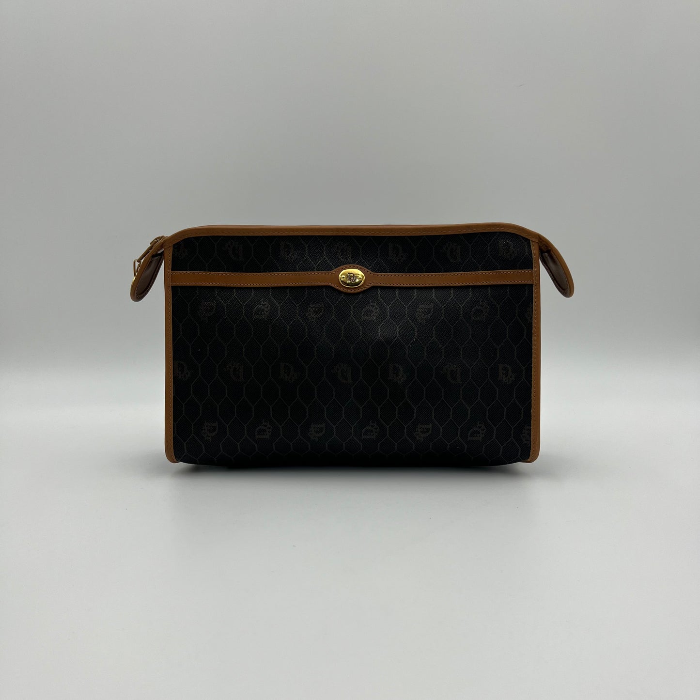 Christian Dior Dark Honeycomb Zip Clutch