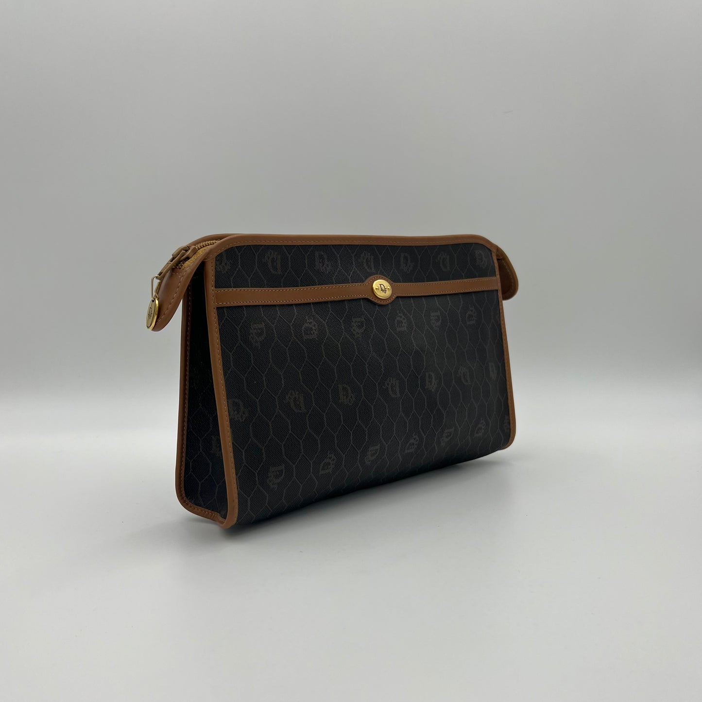 Christian Dior Dark Honeycomb Zip Clutch