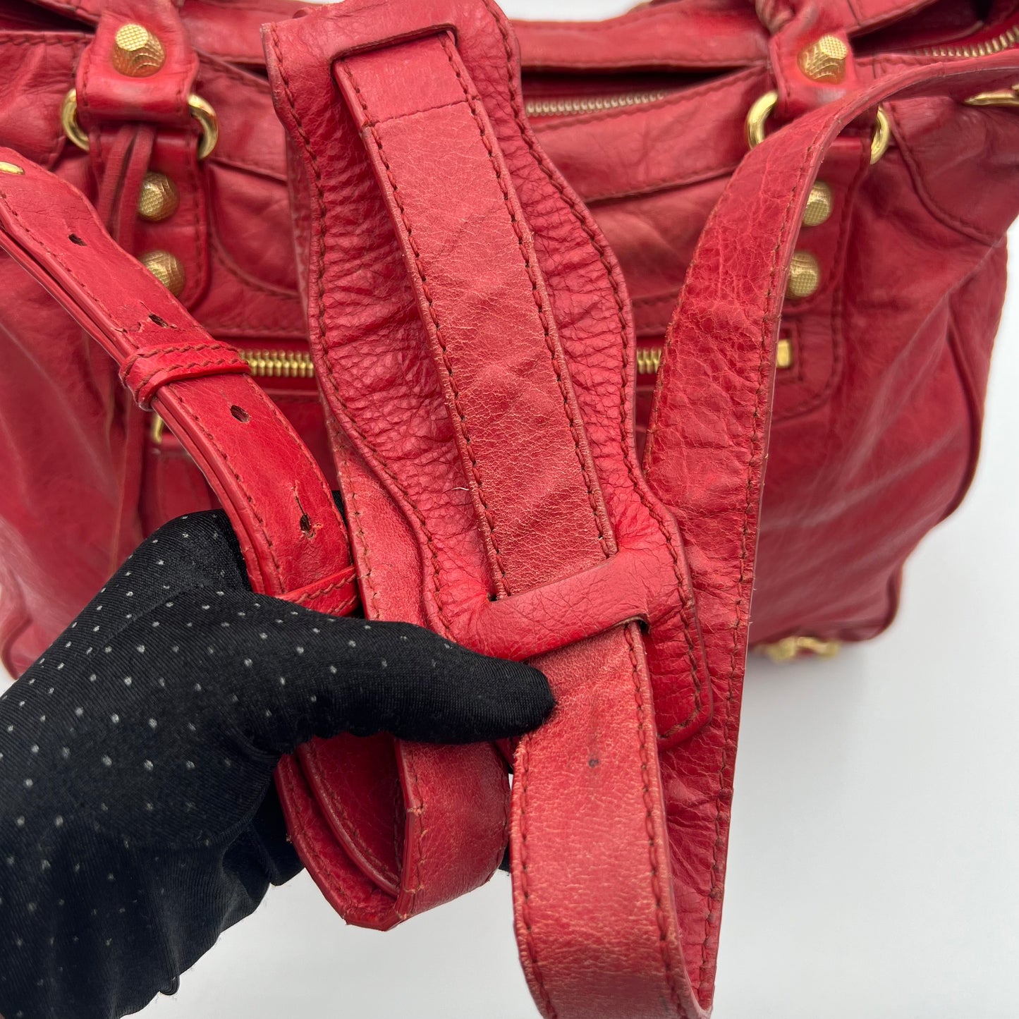 Balenciaga Red Leather Giant 12 Velo Bag GHW