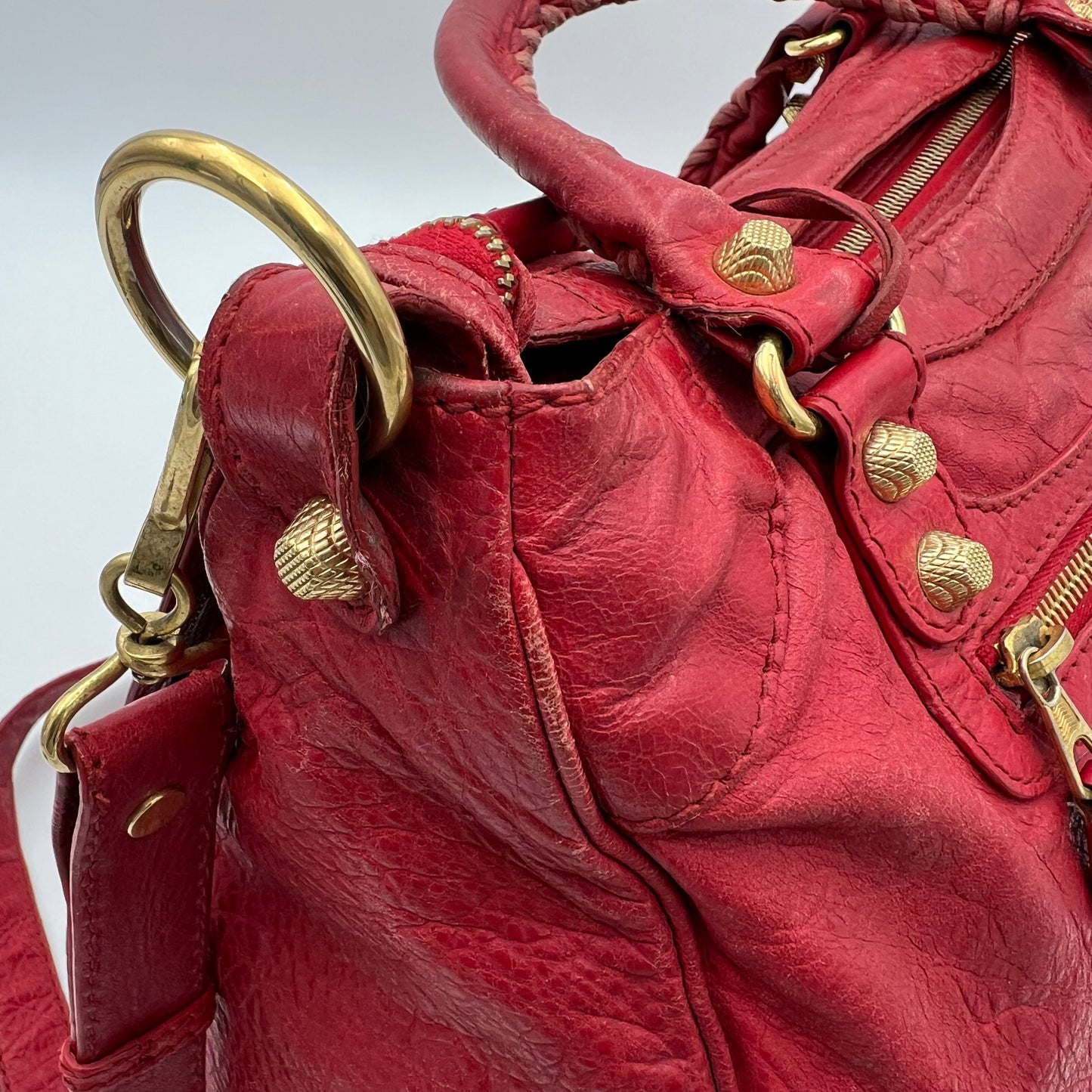 Balenciaga Red Leather Giant 12 Velo Bag GHW
