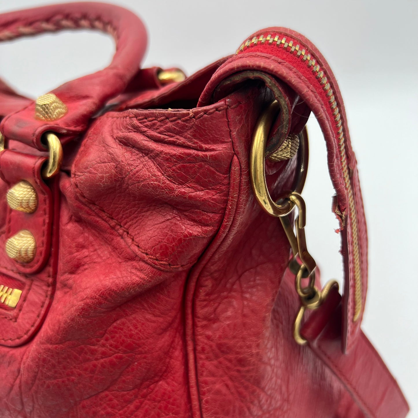 Balenciaga Red Leather Giant 12 Velo Bag GHW