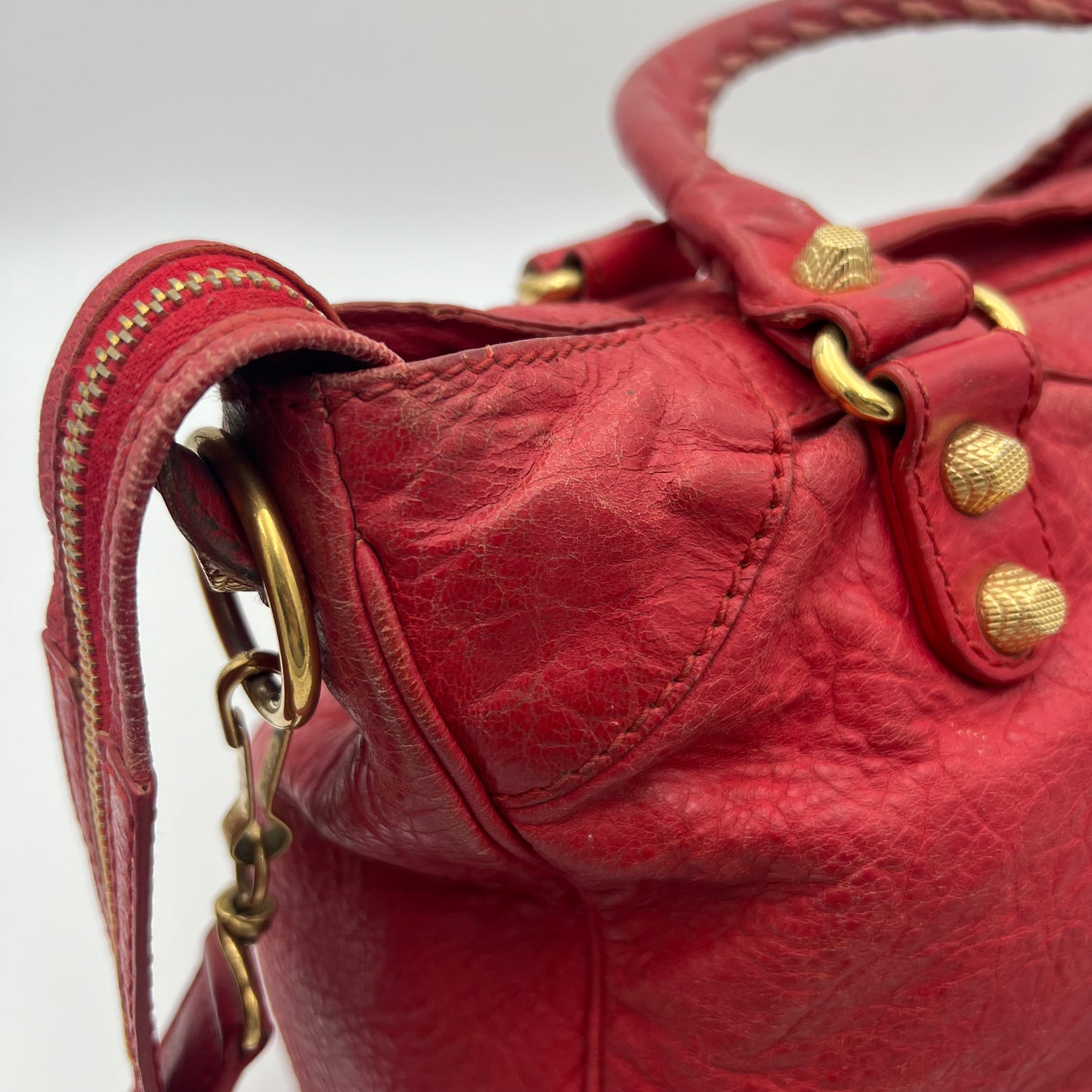 Balenciaga Red Leather Giant 12 Velo Bag GHW