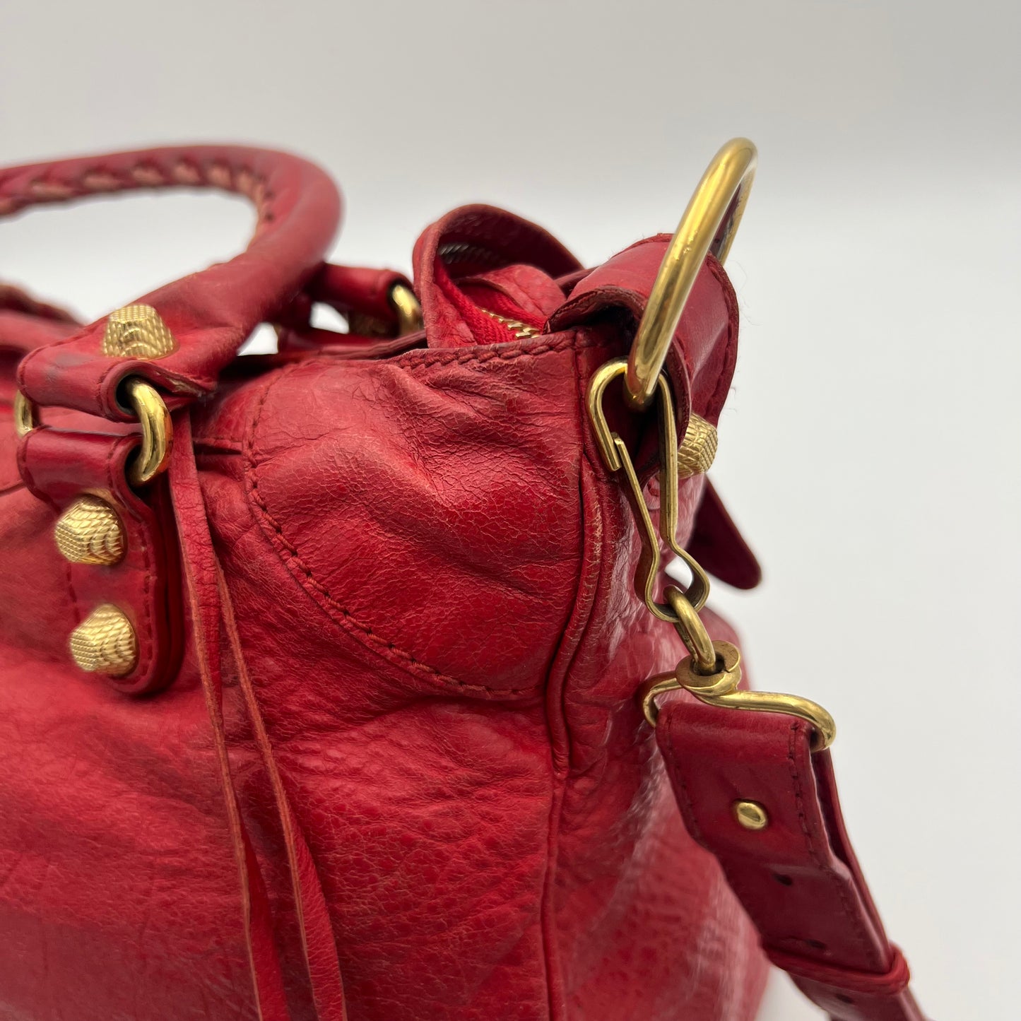 Balenciaga Red Leather Giant 12 Velo Bag GHW