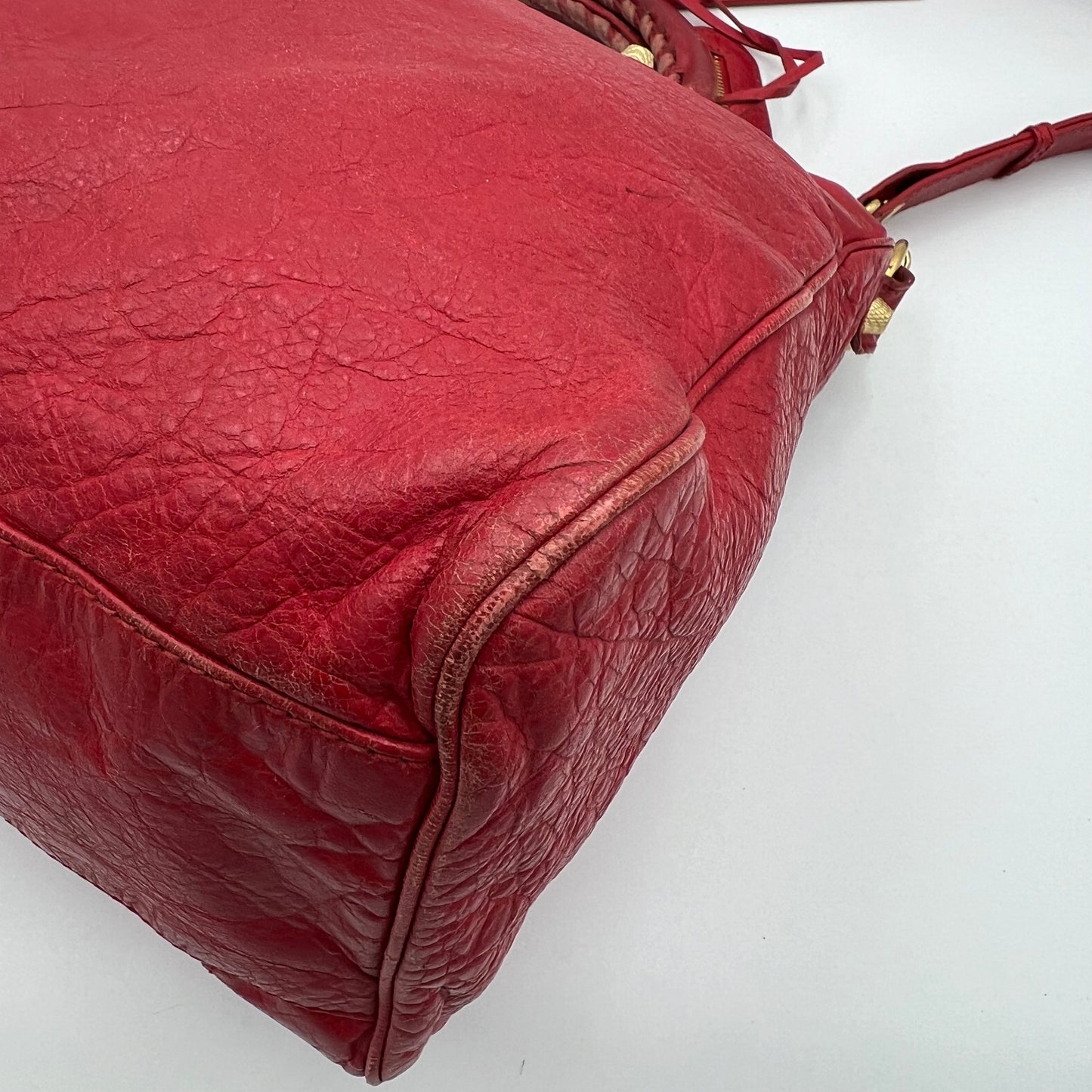 Balenciaga Red Leather Giant 12 Velo Bag GHW