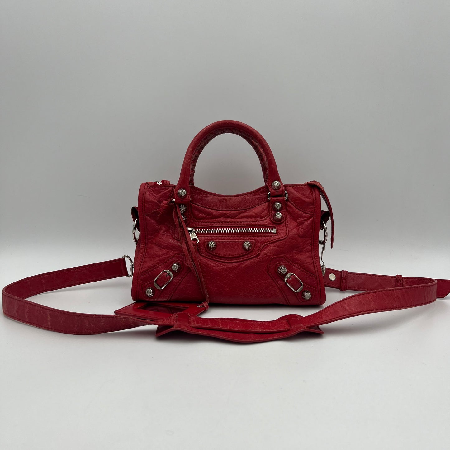 Balenciaga Red Leather Giant 12 Mini City GHW