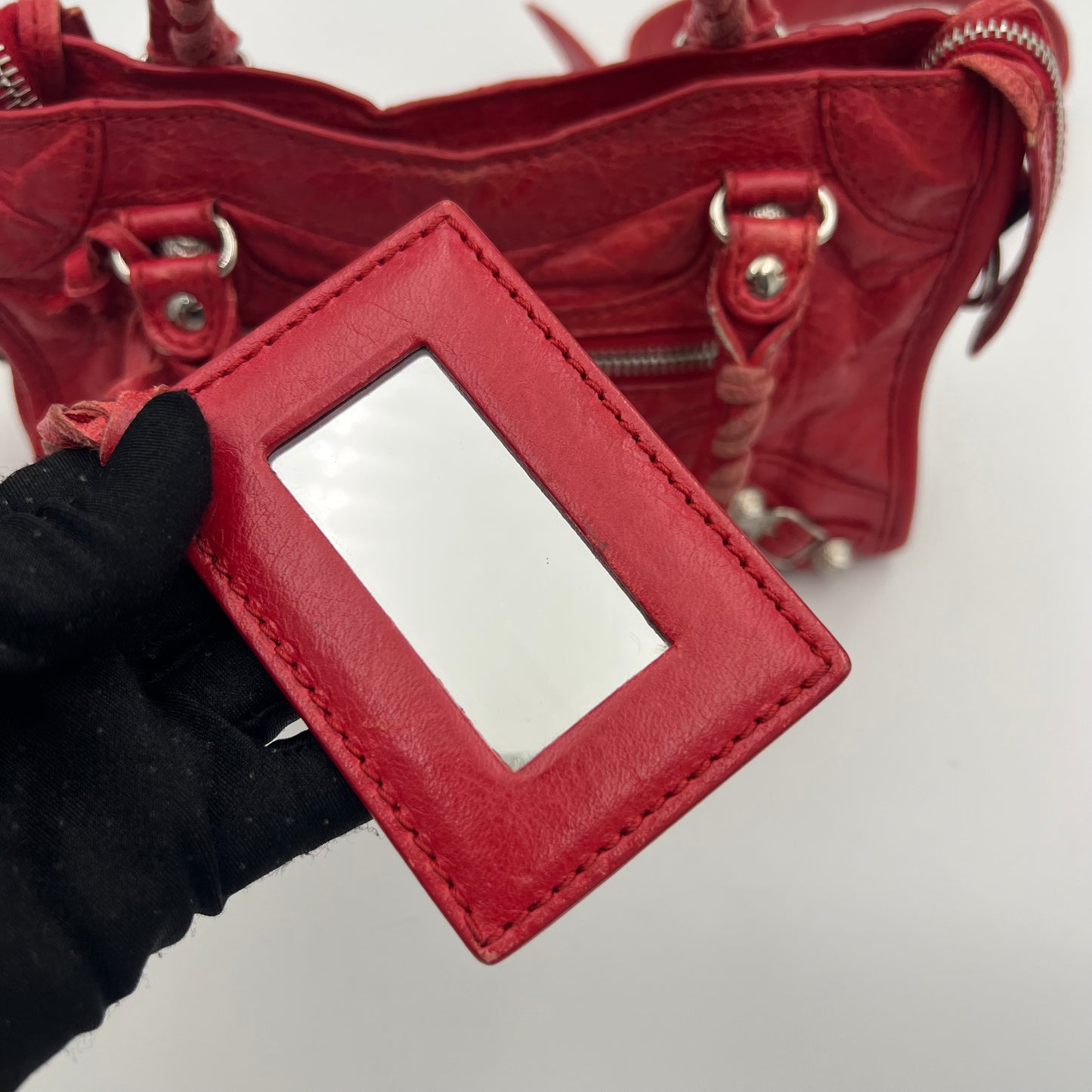 Balenciaga Red Leather Giant 12 Mini City GHW
