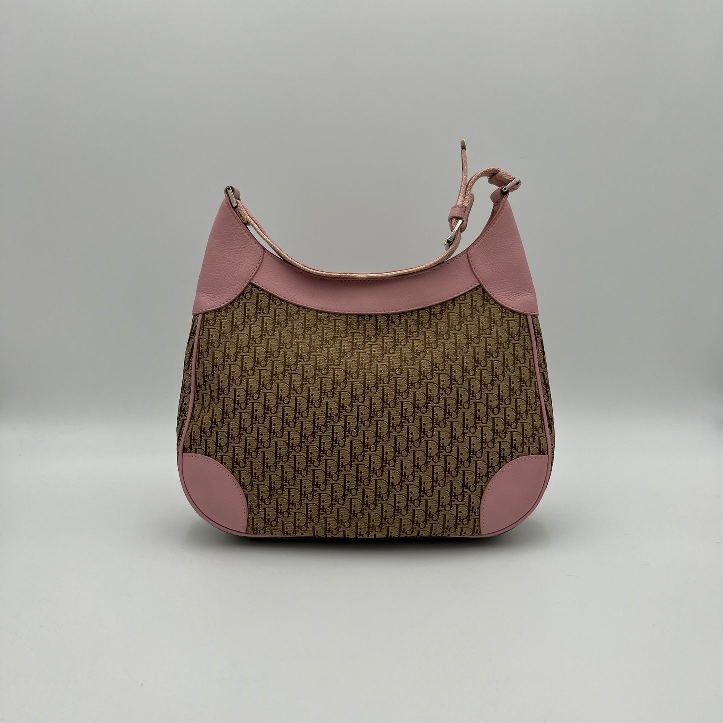 Christian Dior Brown Trotter Pink Leather Street Chic Hobo Bag