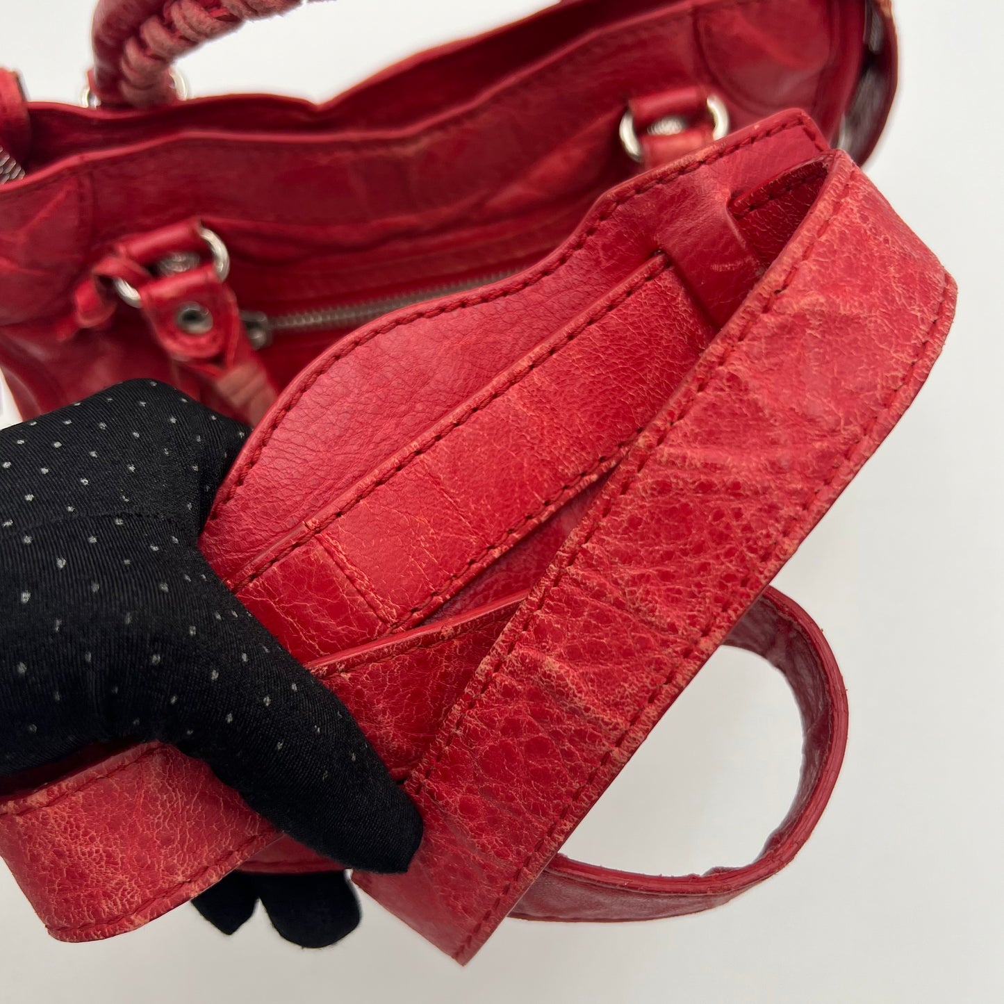 Balenciaga Red Leather Giant 12 Mini City GHW