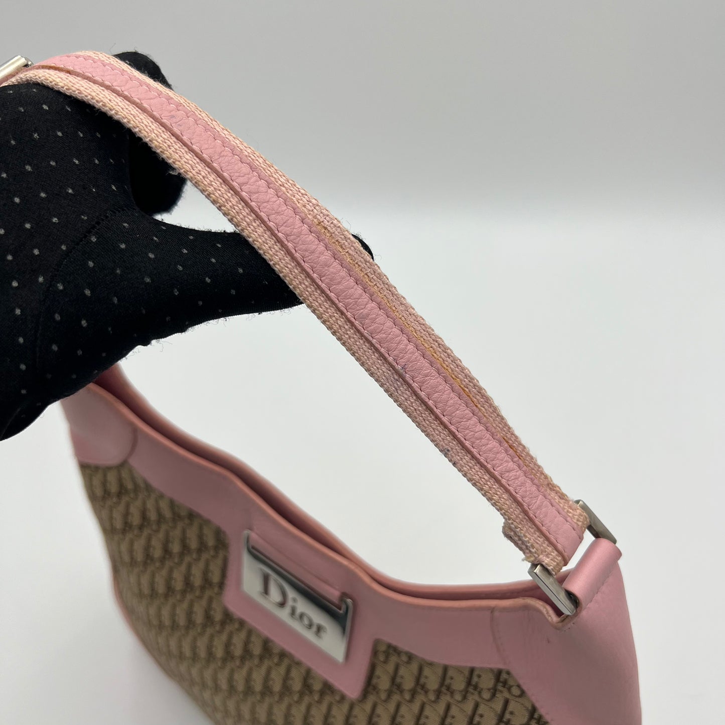 Christian Dior Brown Trotter Pink Leather Street Chic Hobo Bag