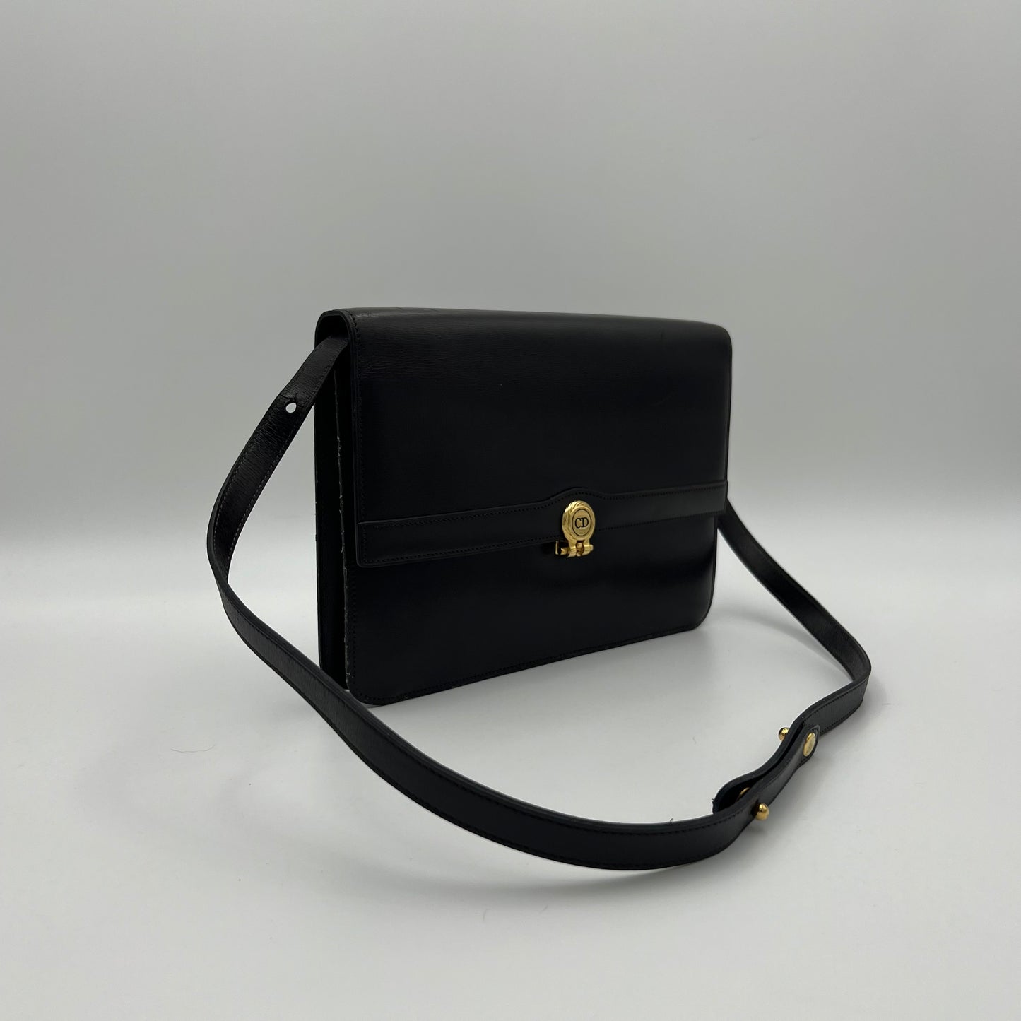 Christian Dior Dark Brown Leather CD Logo Two-Way Bag