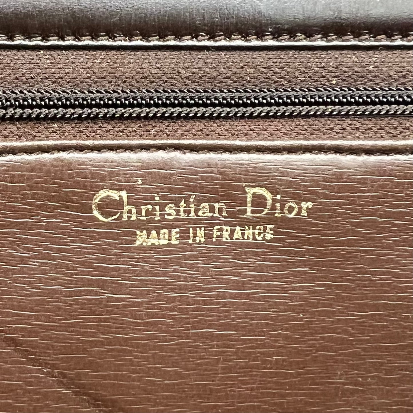 Christian Dior Dark Brown Leather CD Logo Two-Way Bag