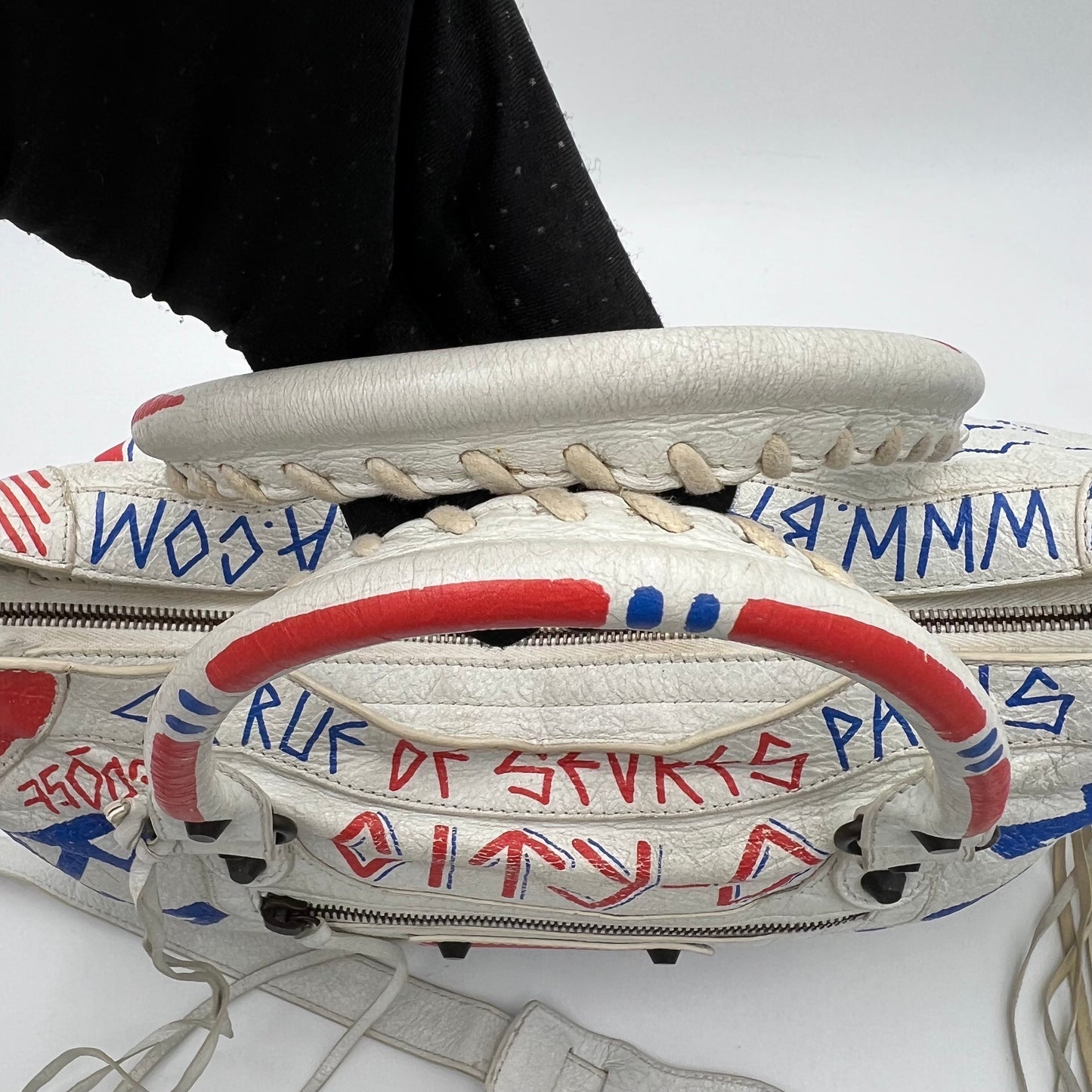 Balenciaga White Graffiti Leather City