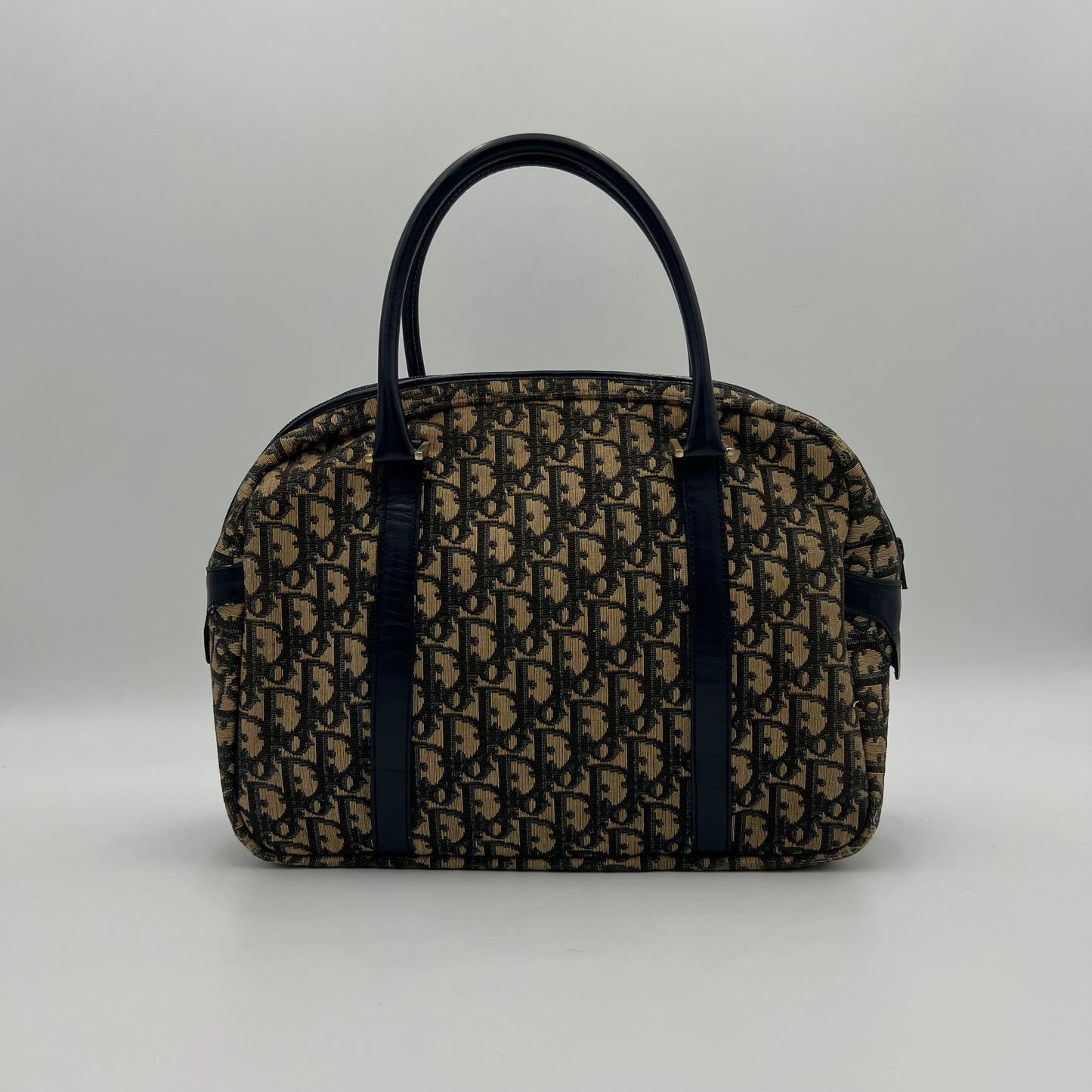 Christian Dior Vintage Blue Oblique Canvas CD Logo Handbag