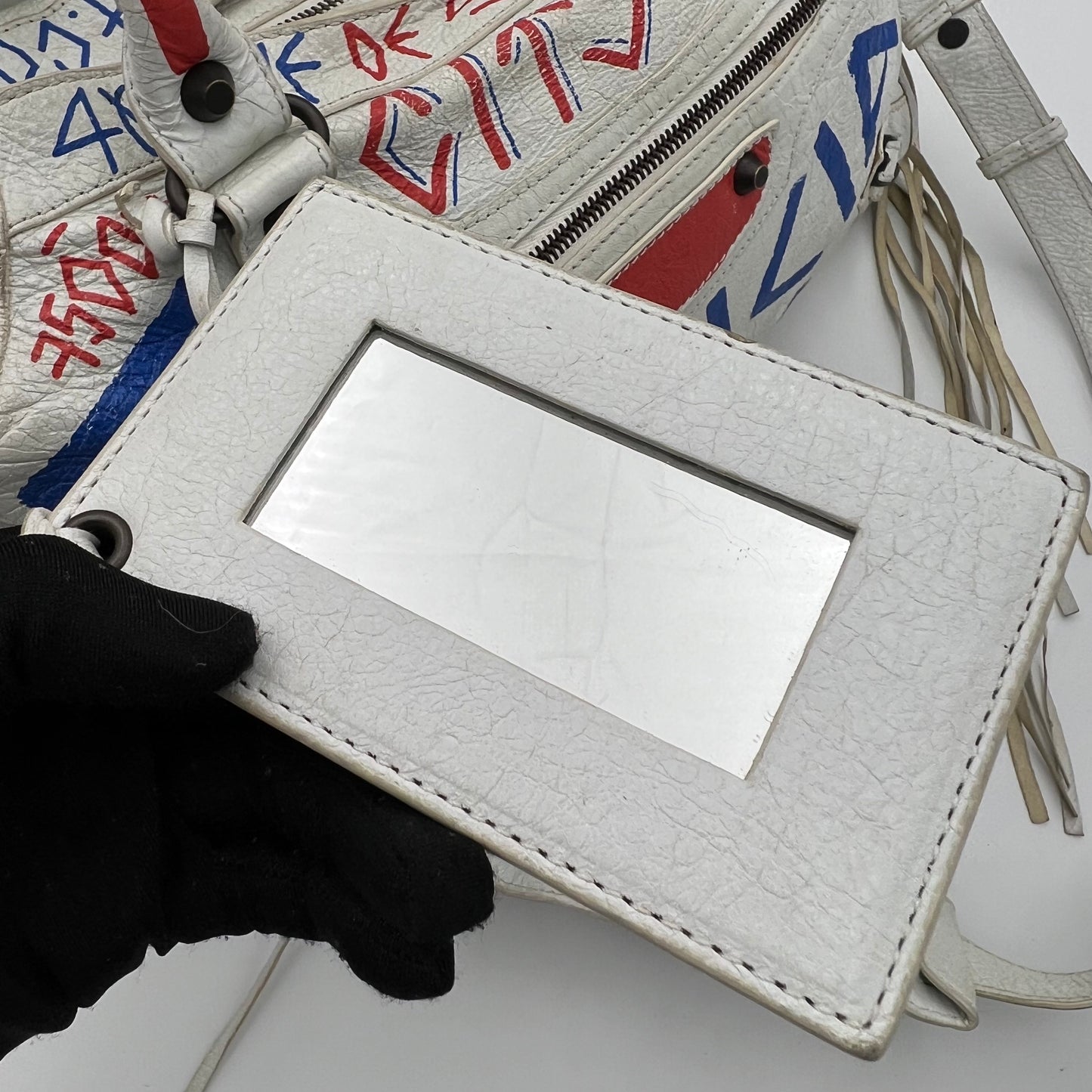 Balenciaga White Graffiti Leather City