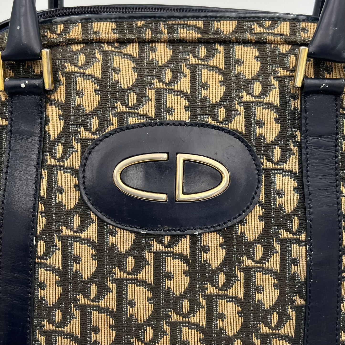 Christian Dior Vintage Blue Oblique Canvas CD Logo Handbag