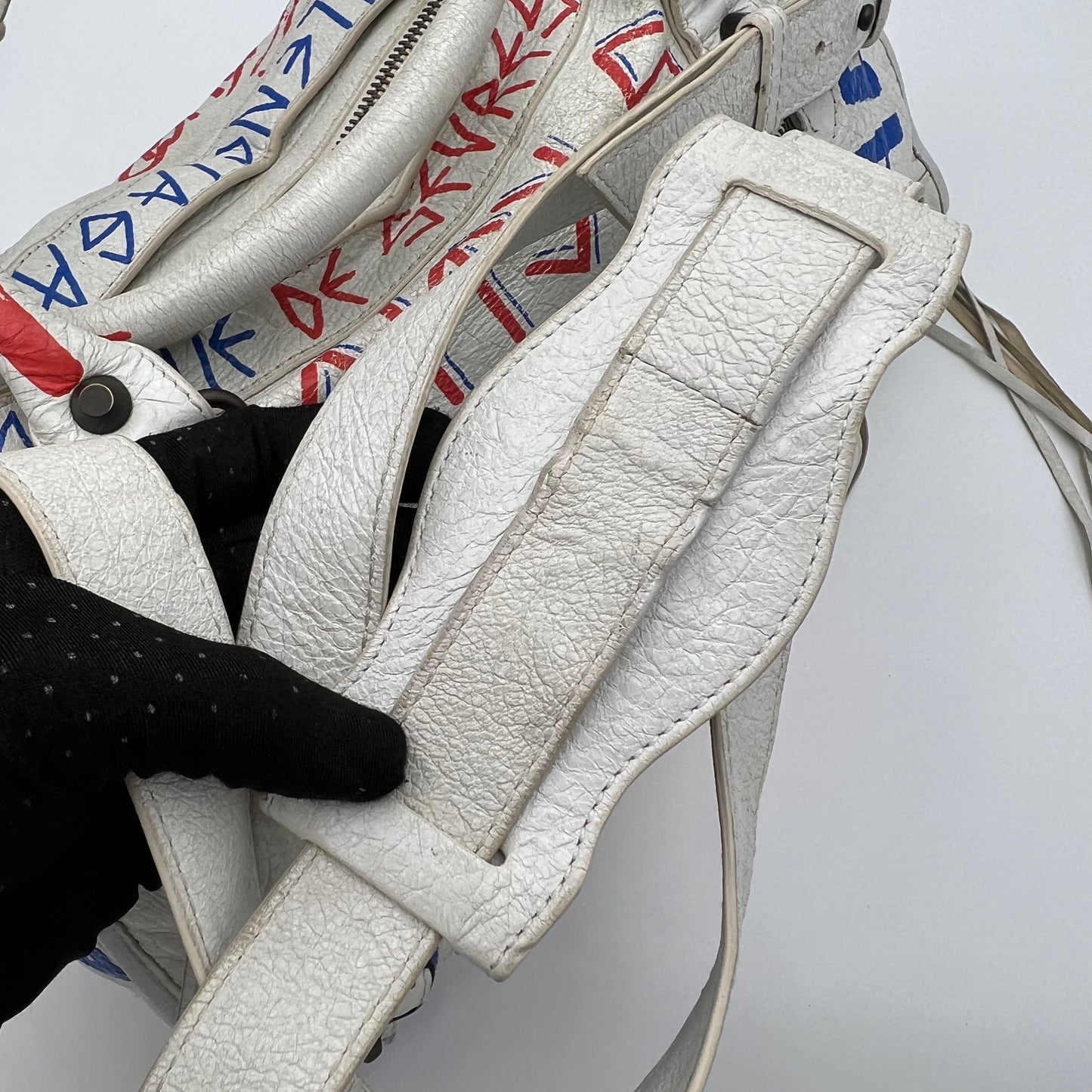 Balenciaga White Graffiti Leather City