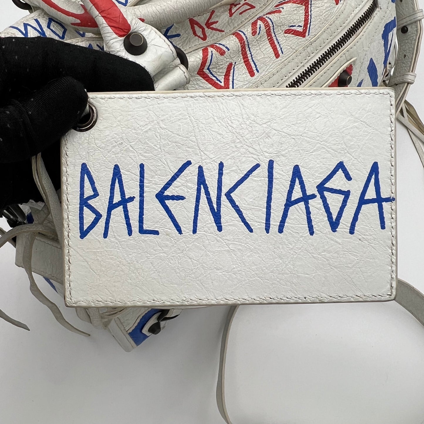 Balenciaga White Graffiti Leather City