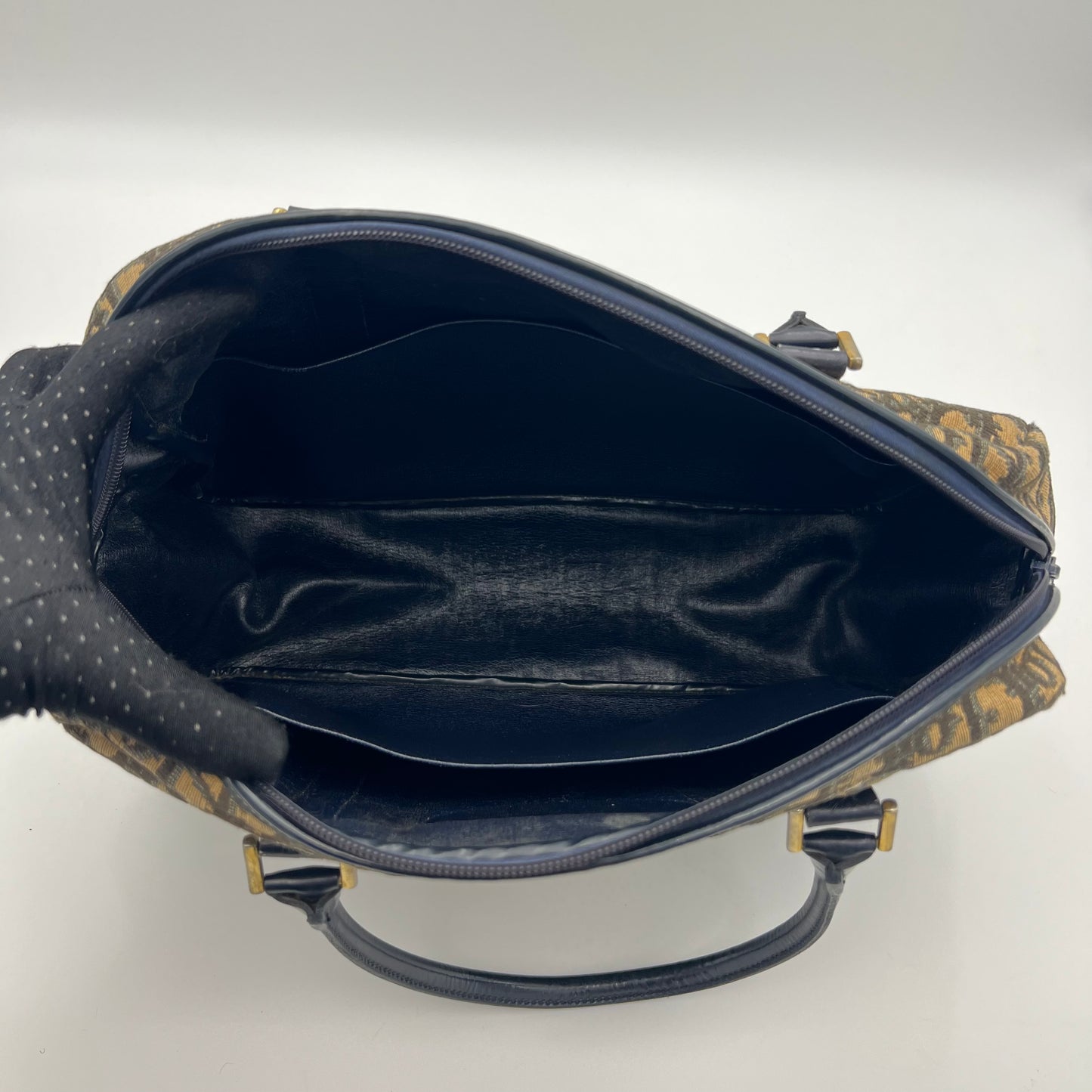 Christian Dior Vintage Blue Oblique Canvas CD Logo Handbag