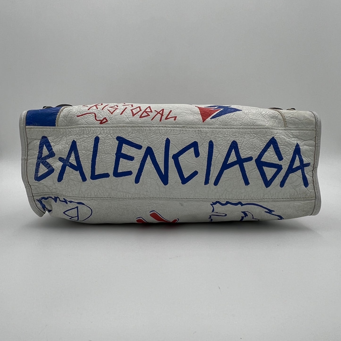 Balenciaga White Graffiti Leather City