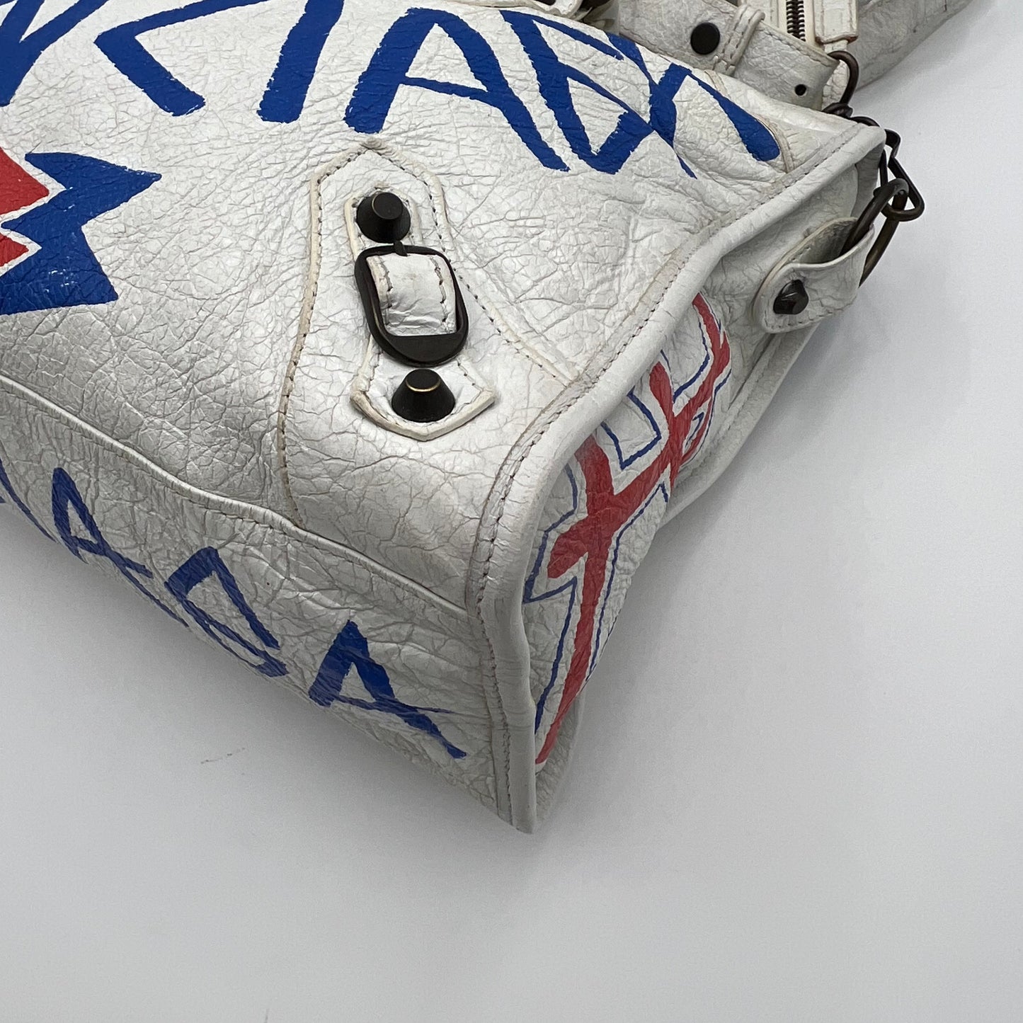 Balenciaga White Graffiti Leather City