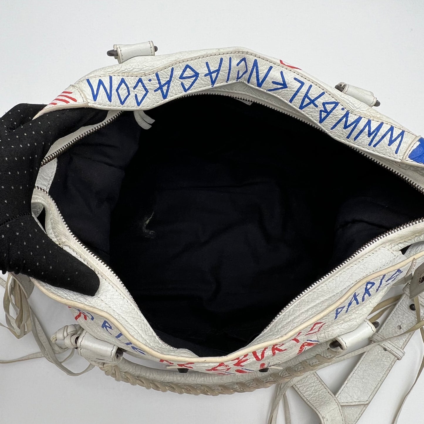 Balenciaga White Graffiti Leather City